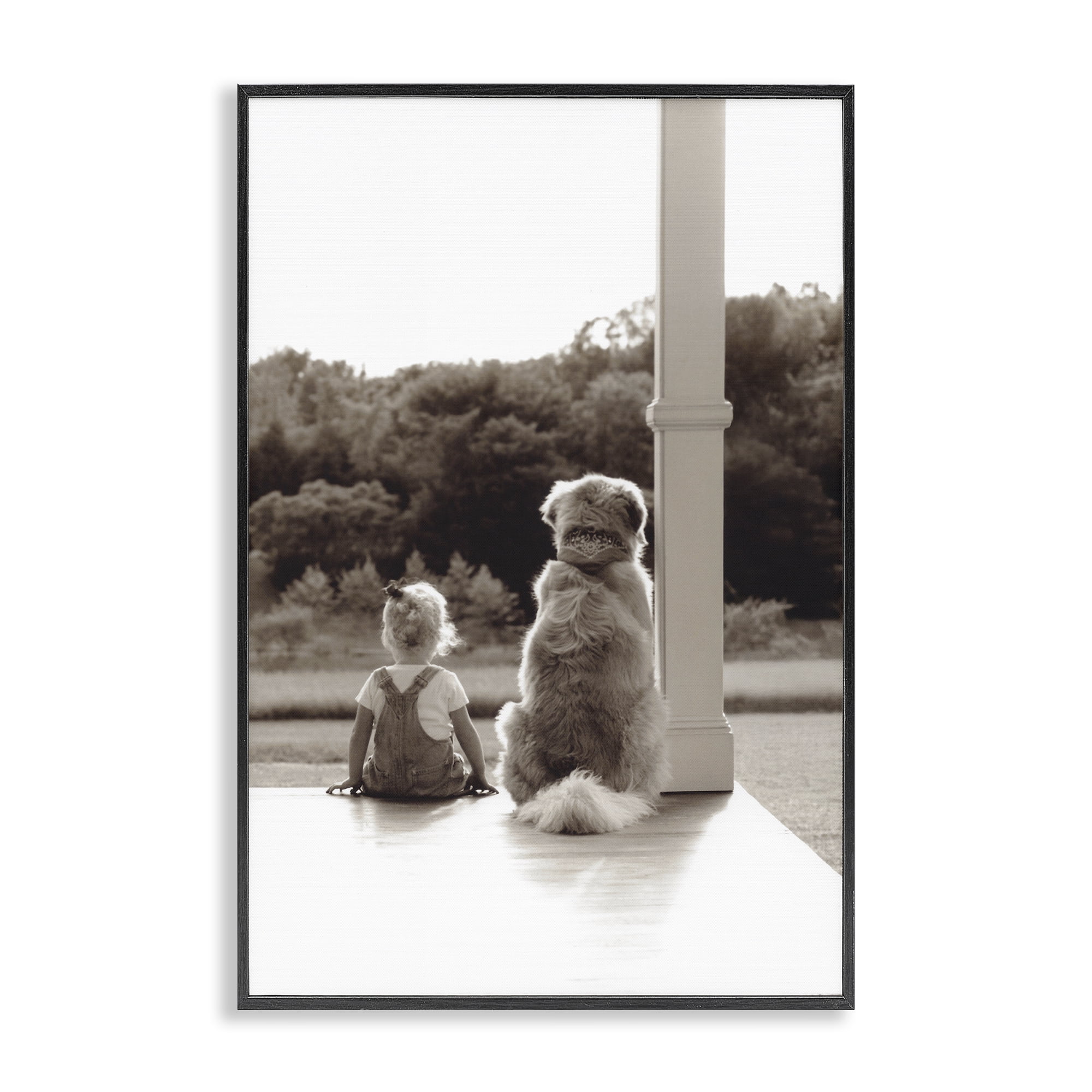 Stupell Industries Child And Dog Friendship Black Framed Giclee Art, design by Kendra Dew