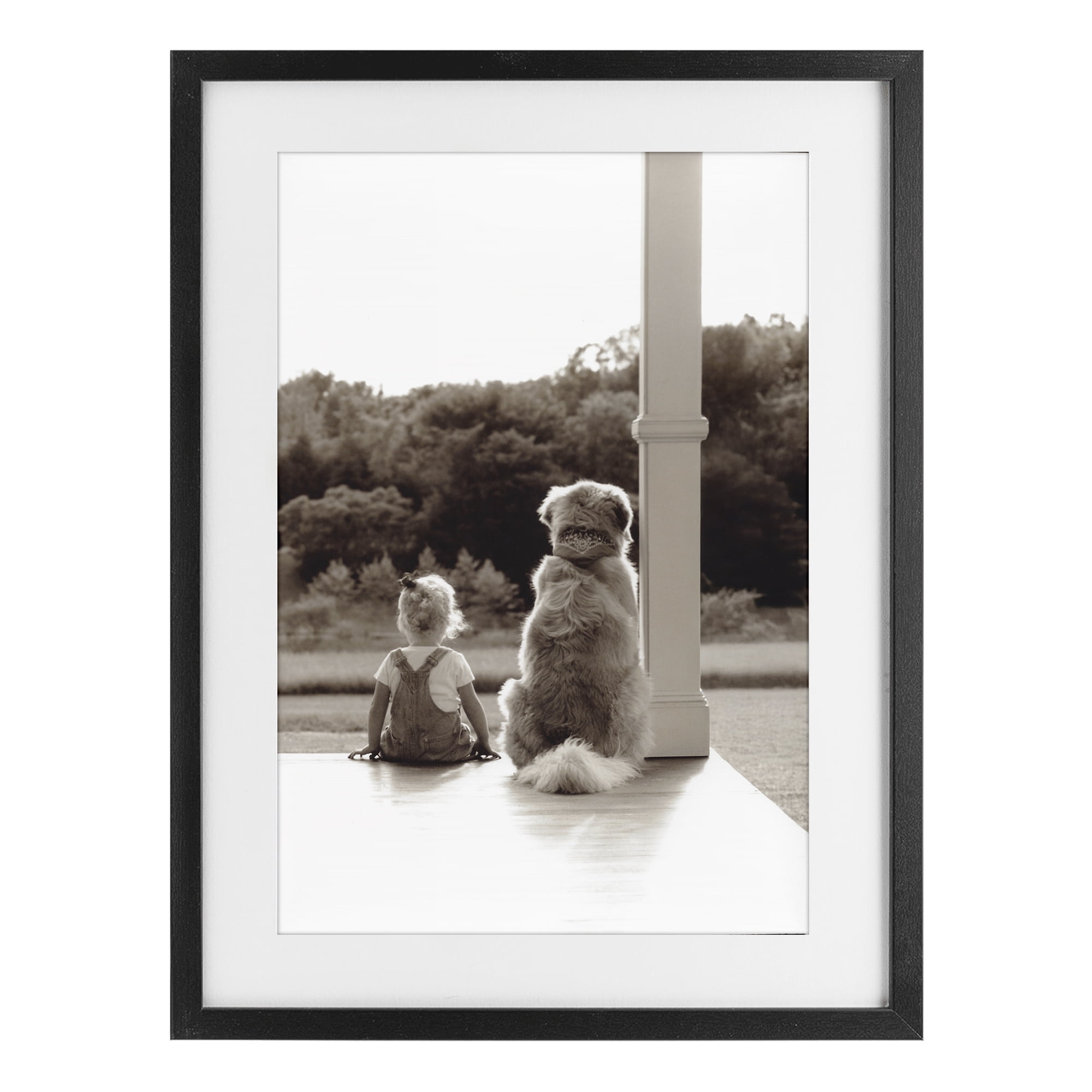 Stupell Industries Child And Dog Friendship Black Framed Print Under Glass, design by Kendra Dew