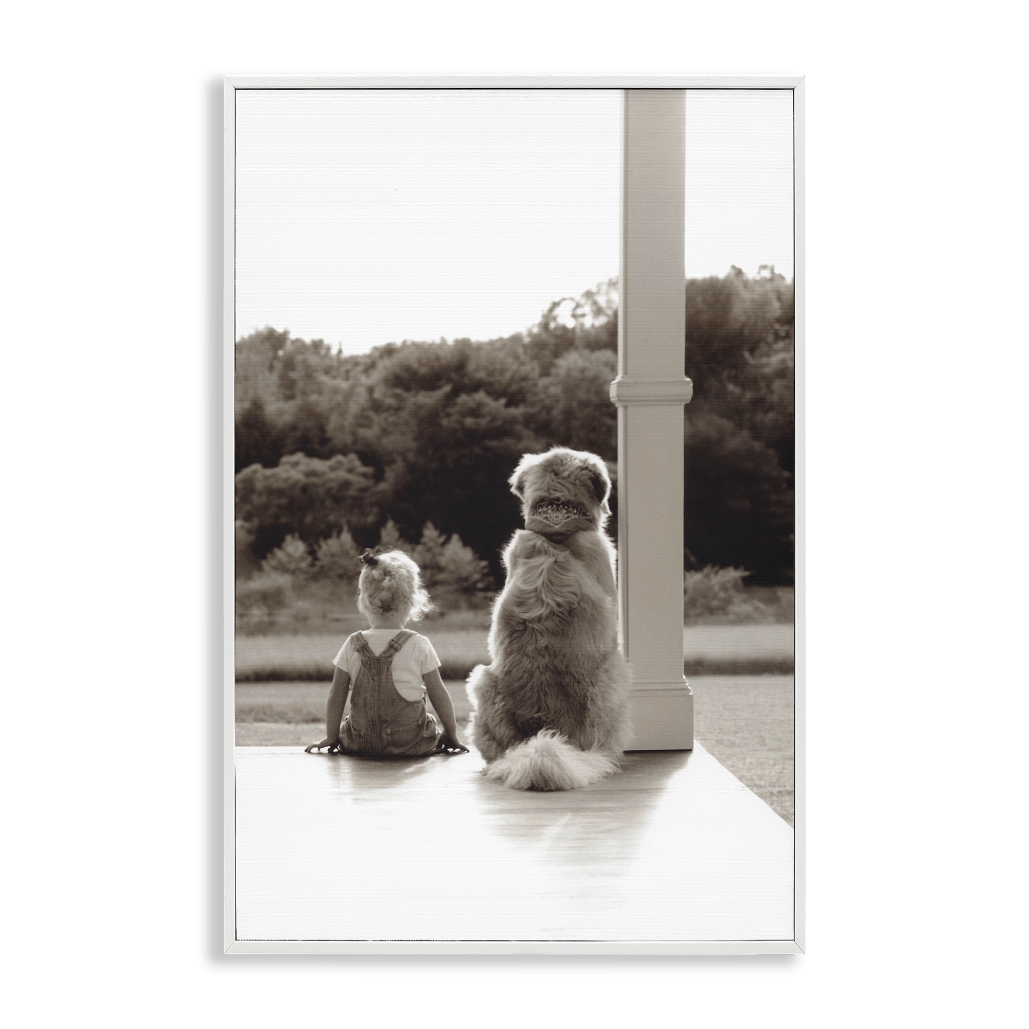 Stupell Industries Child And Dog Friendship White Framed Giclee Art, design by Kendra Dew