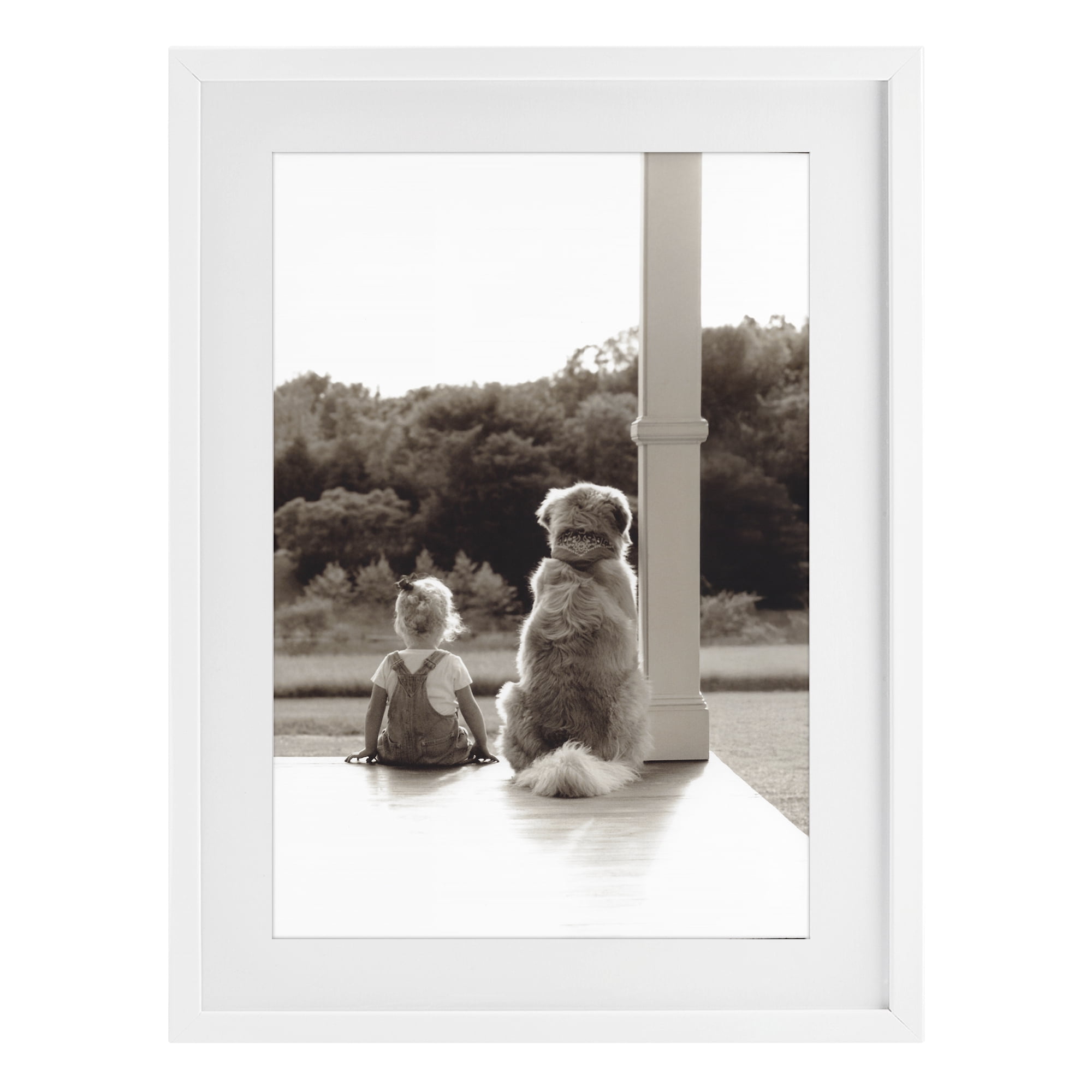 Stupell Industries Child And Dog Friendship White Framed Print Under Glass, design by Kendra Dew