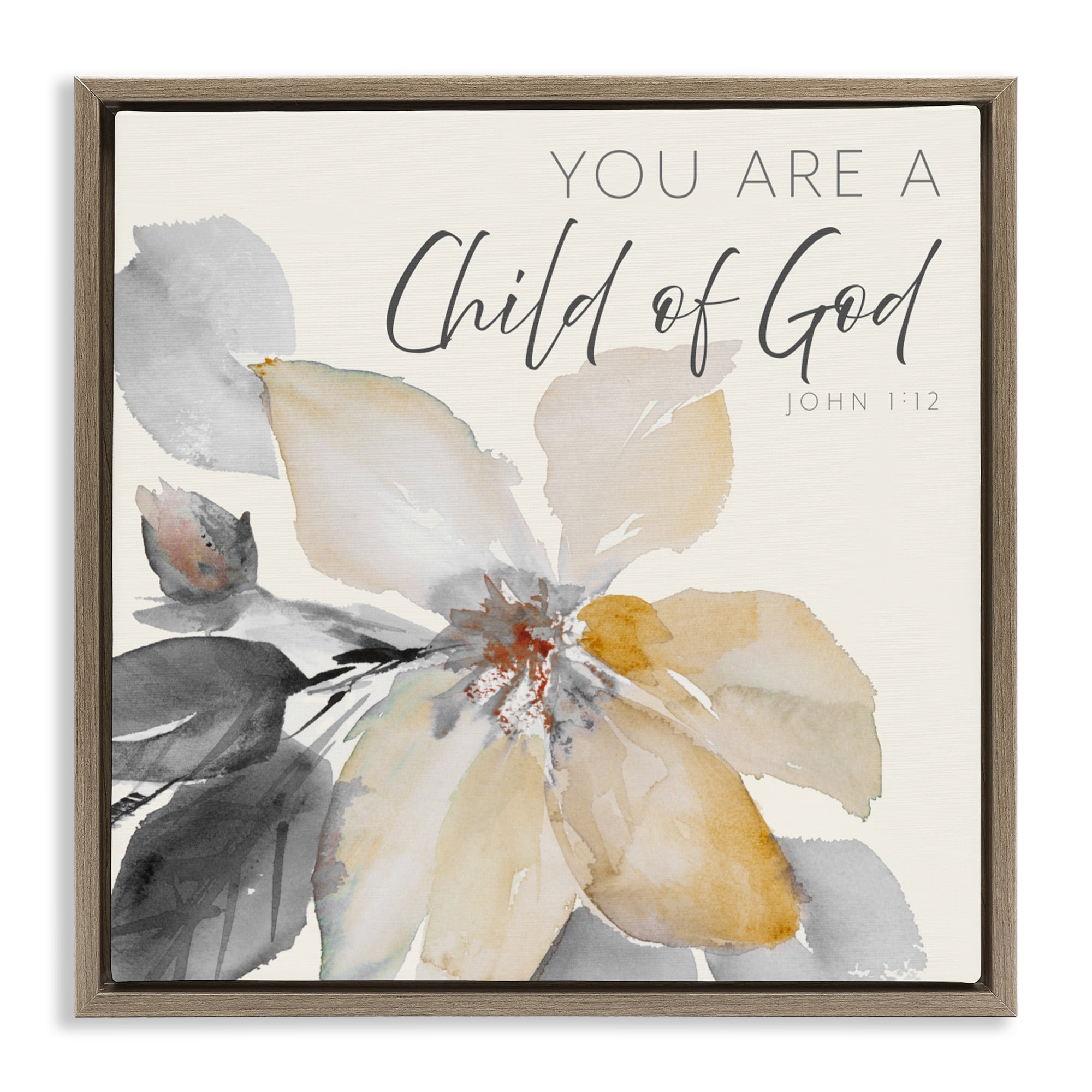 Stupell Industries Child Of God Flower Brown Framed Floater Canvas Wall Art, design by Lanie Loreth
