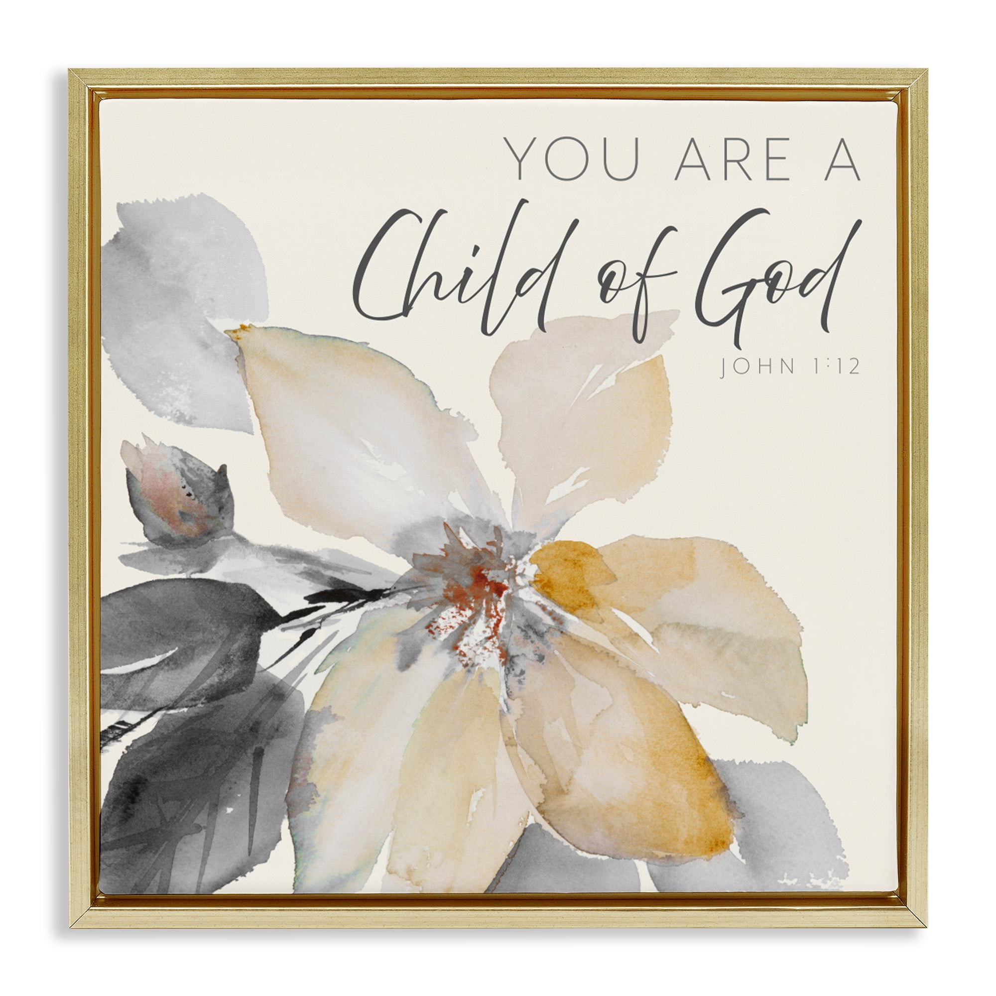 Stupell Industries Child Of God Flower Gold Framed Floater Canvas Wall Art, design by Lanie Loreth