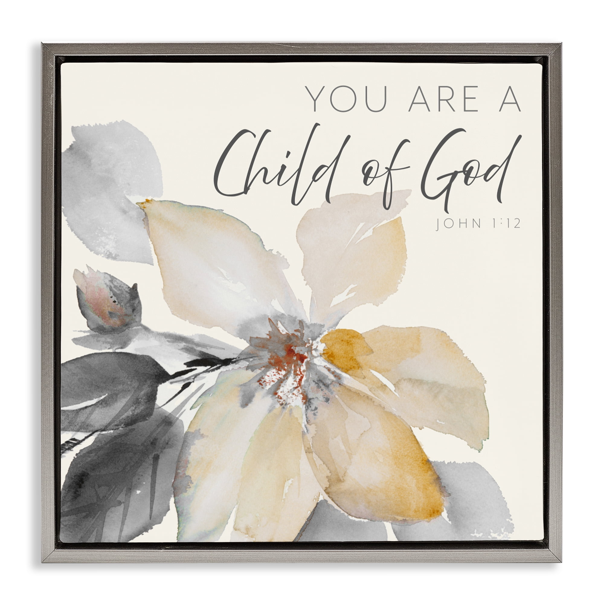 Stupell Industries Child Of God Flower Gray Framed Floater Canvas Wall Art, design by Lanie Loreth