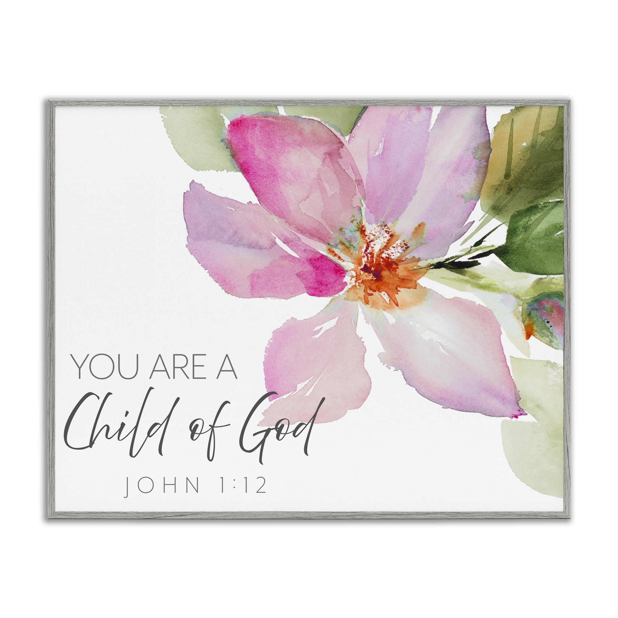 Stupell Industries Child Of God Pink Flower Gray Framed Giclee Art, design by Lanie Loreth