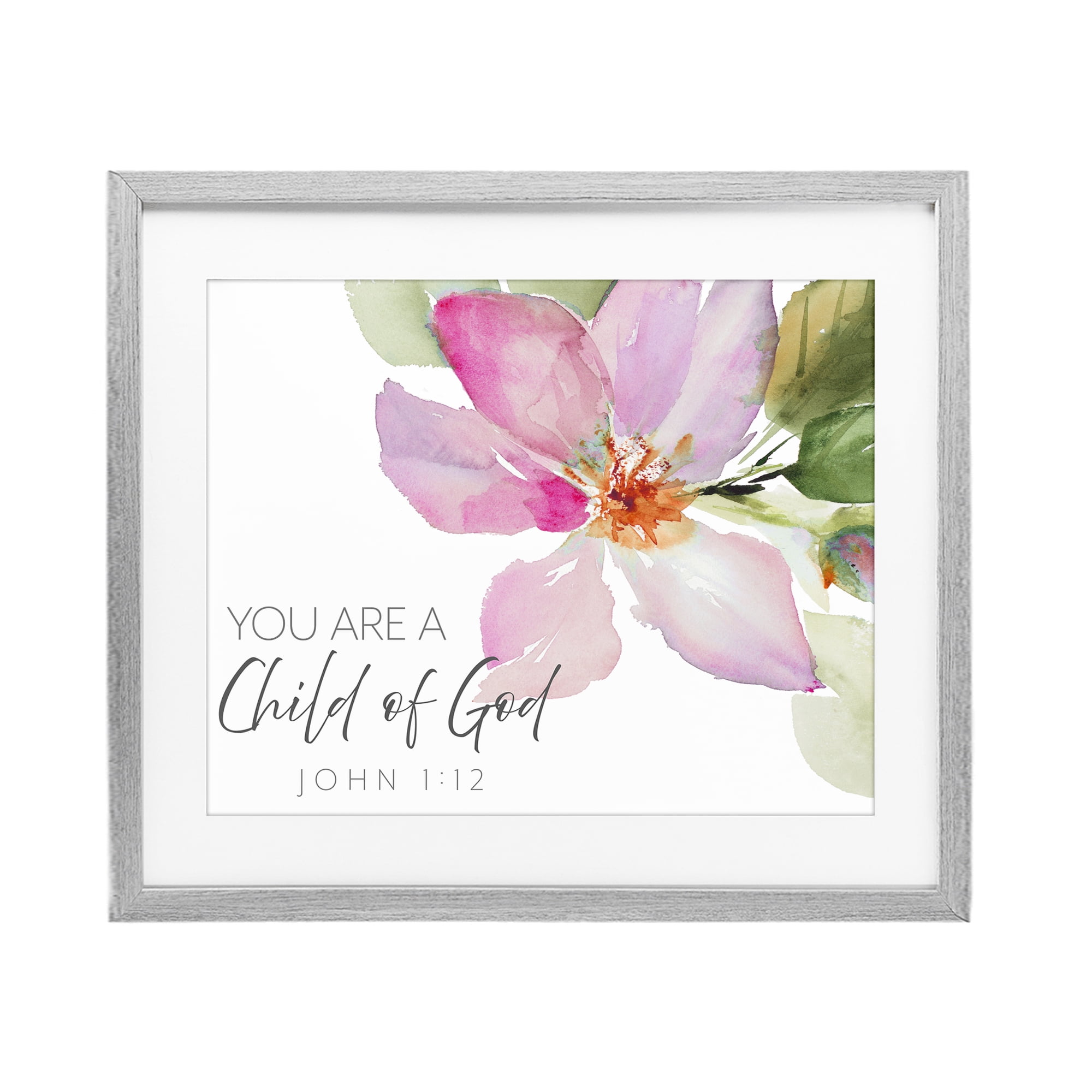 Stupell Industries Child Of God Pink Flower Gray Framed Print Under Glass, design by Lanie Loreth