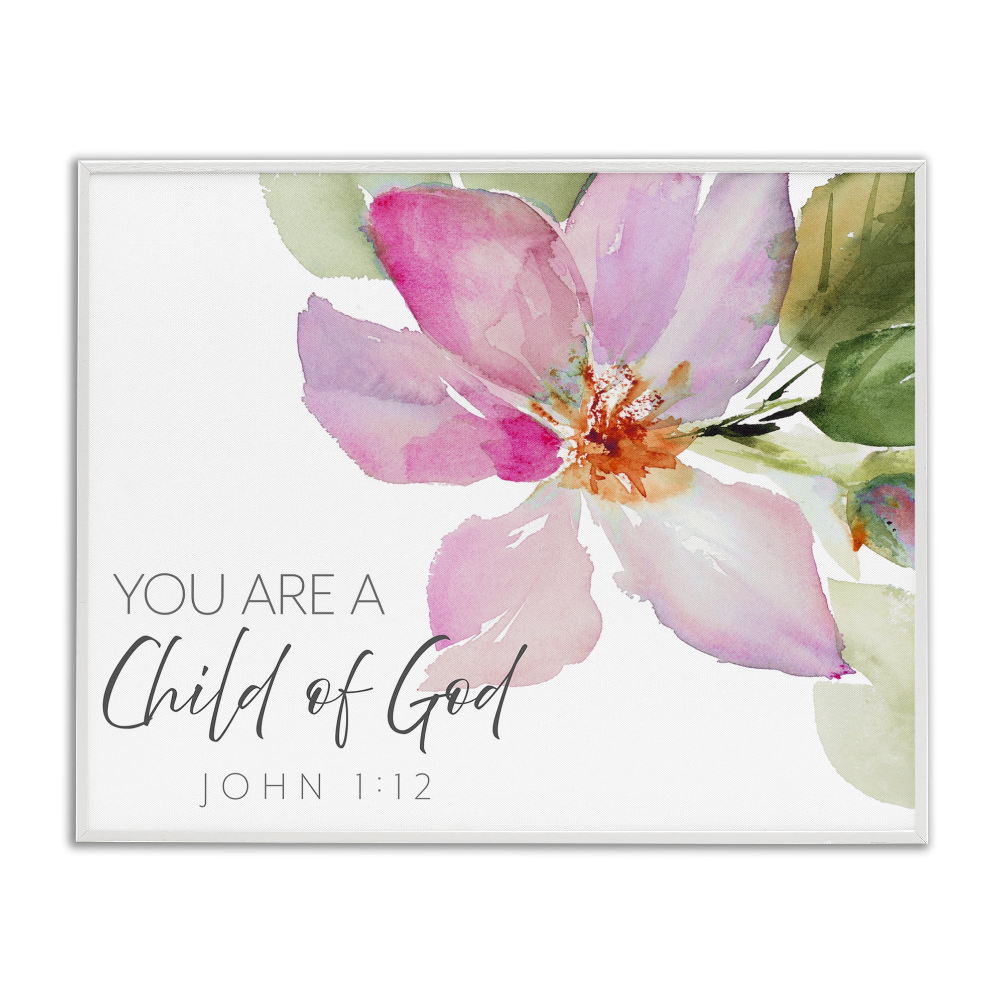 Stupell Industries Child Of God Pink Flower White Framed Giclee Art, design by Lanie Loreth