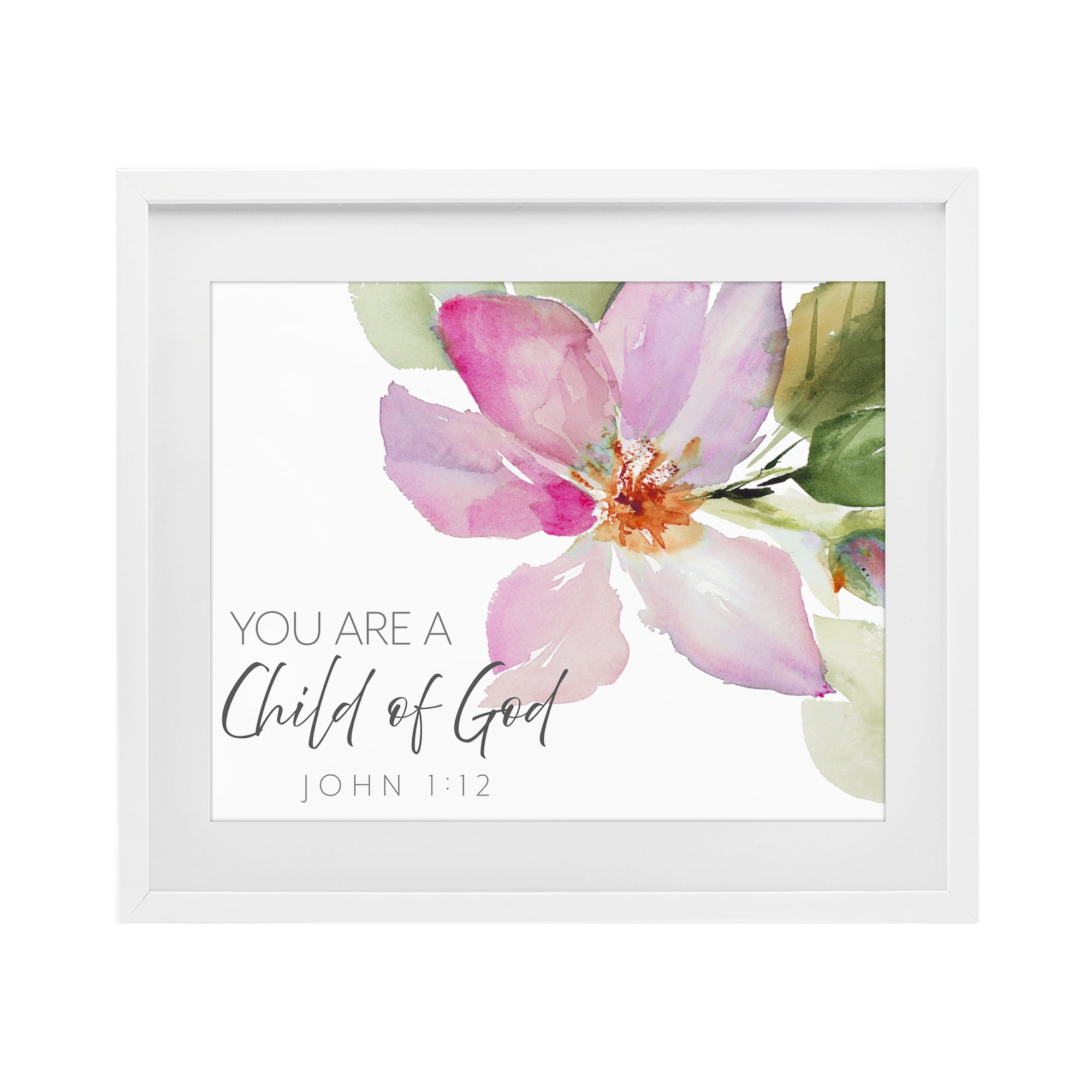 Stupell Industries Child Of God Pink Flower White Framed Print Under Glass, design by Lanie Loreth