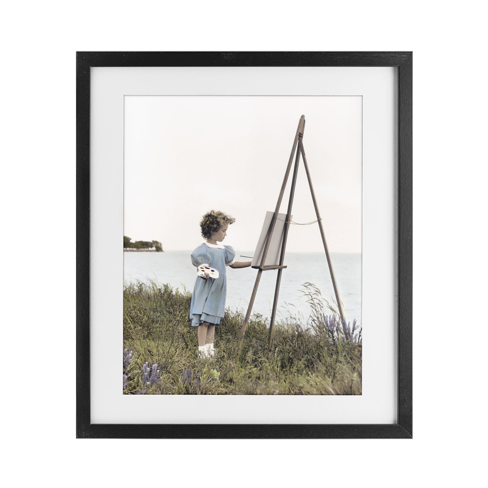 Stupell Industries Child Painting on Easel Black Framed Print Under Glass, design by Kendra Dew