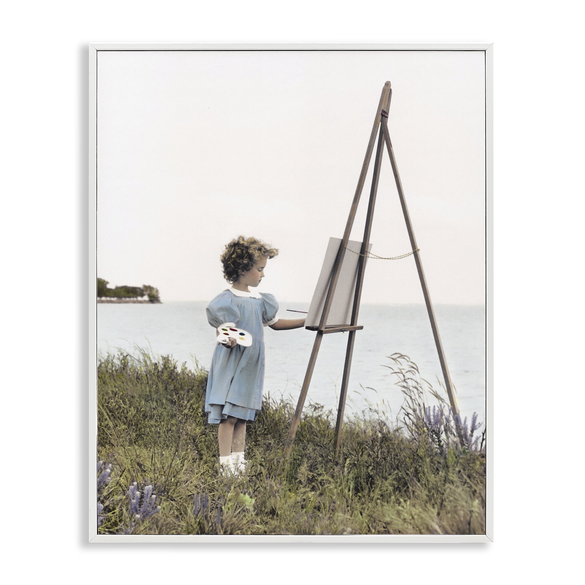Stupell Industries Child Painting on Easel White Framed Giclee Art, design by Kendra Dew