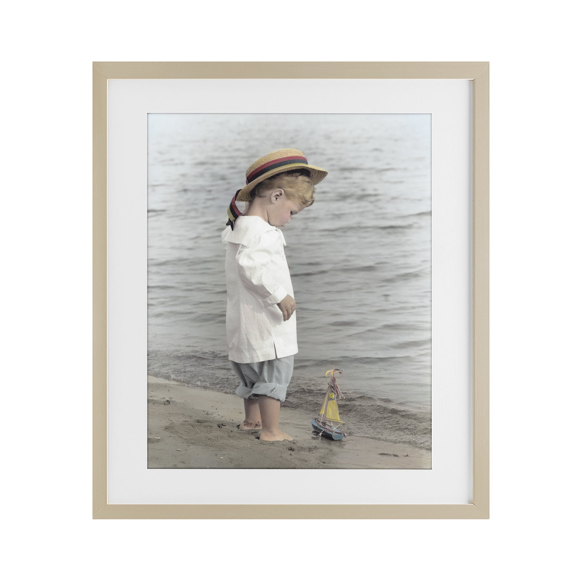 Stupell Industries Child on Beach Shore Birch Framed Print Under Glass, design by Kendra Dew