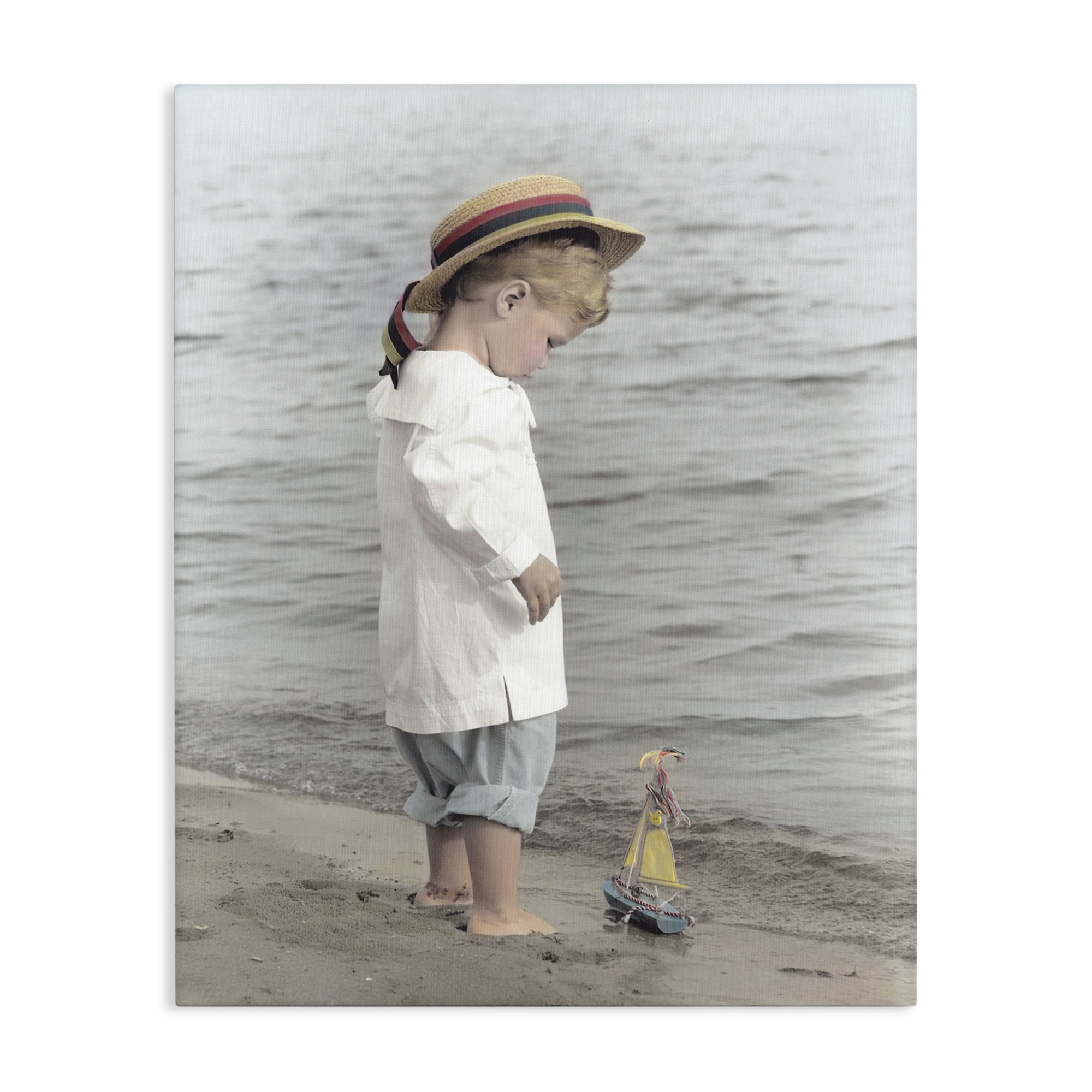 Stupell Industries Child on Beach Shore Canvas Wall Art, design by Kendra Dew