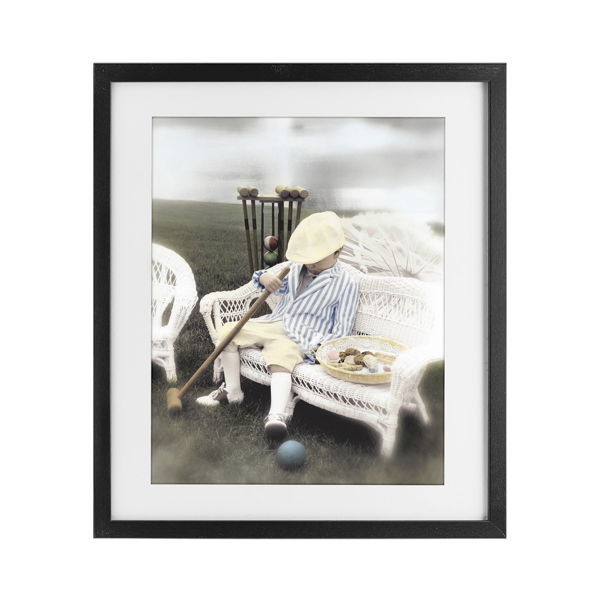 Stupell Industries Child with Croquet Mallet Black Framed Print Under Glass, design by Kendra Dew