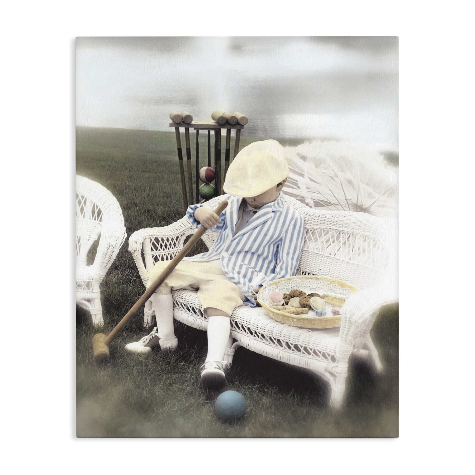 Stupell Industries Child with Croquet Mallet Canvas Wall Art, design by Kendra Dew