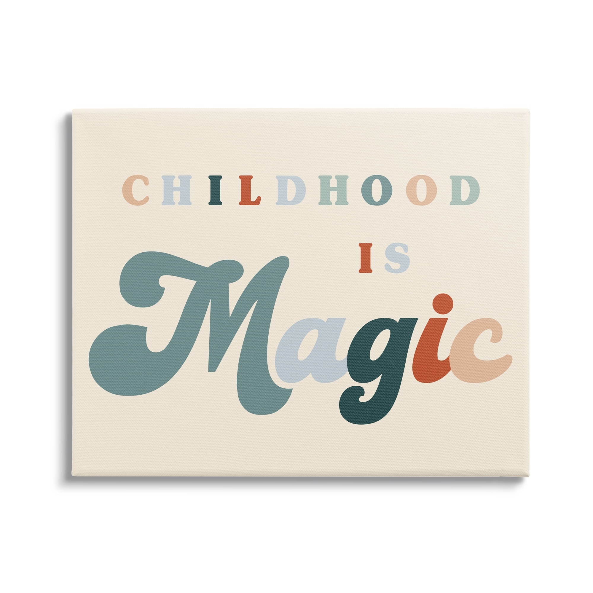 Stupell Industries Childhood is Magic Phrase Inspirational Painting Gallery Wrapped Canvas Art Print Wall Art, 30 x 24