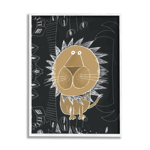 Stupell Industries Children's Abstract Lion Doodle Black White Pattern, 16 x 20,Design by Carla Daly