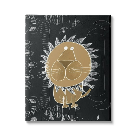 Stupell Industries Children's Abstract Lion Doodle Black White Pattern, 24 x 30,Design by Carla Daly