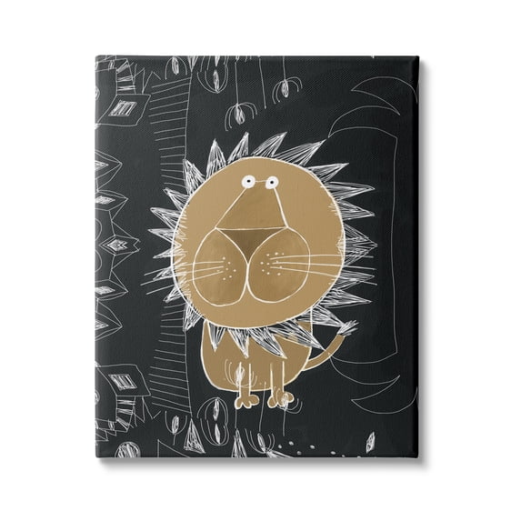 Stupell Industries Children's Abstract Lion Doodle Black White Pattern, 36 x 48,Design by Carla Daly