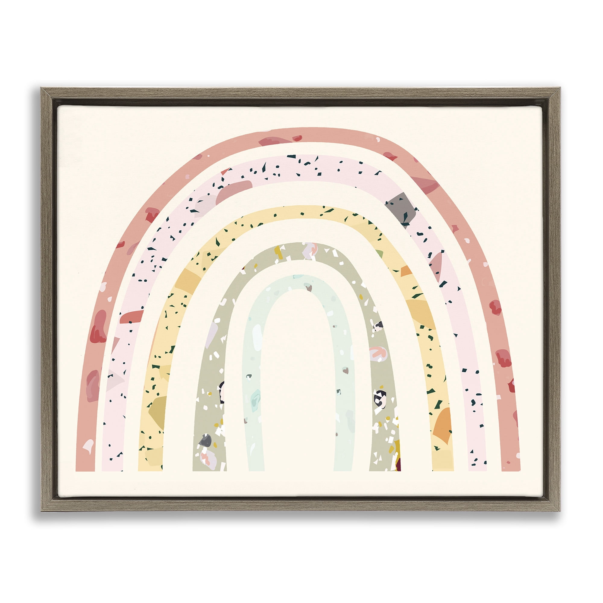 Stupell Industries Children's Abstract Pattern Rainbow Landscape Painting Brown Floater Framed Canvas Art Print Wall Art, 31 x 25