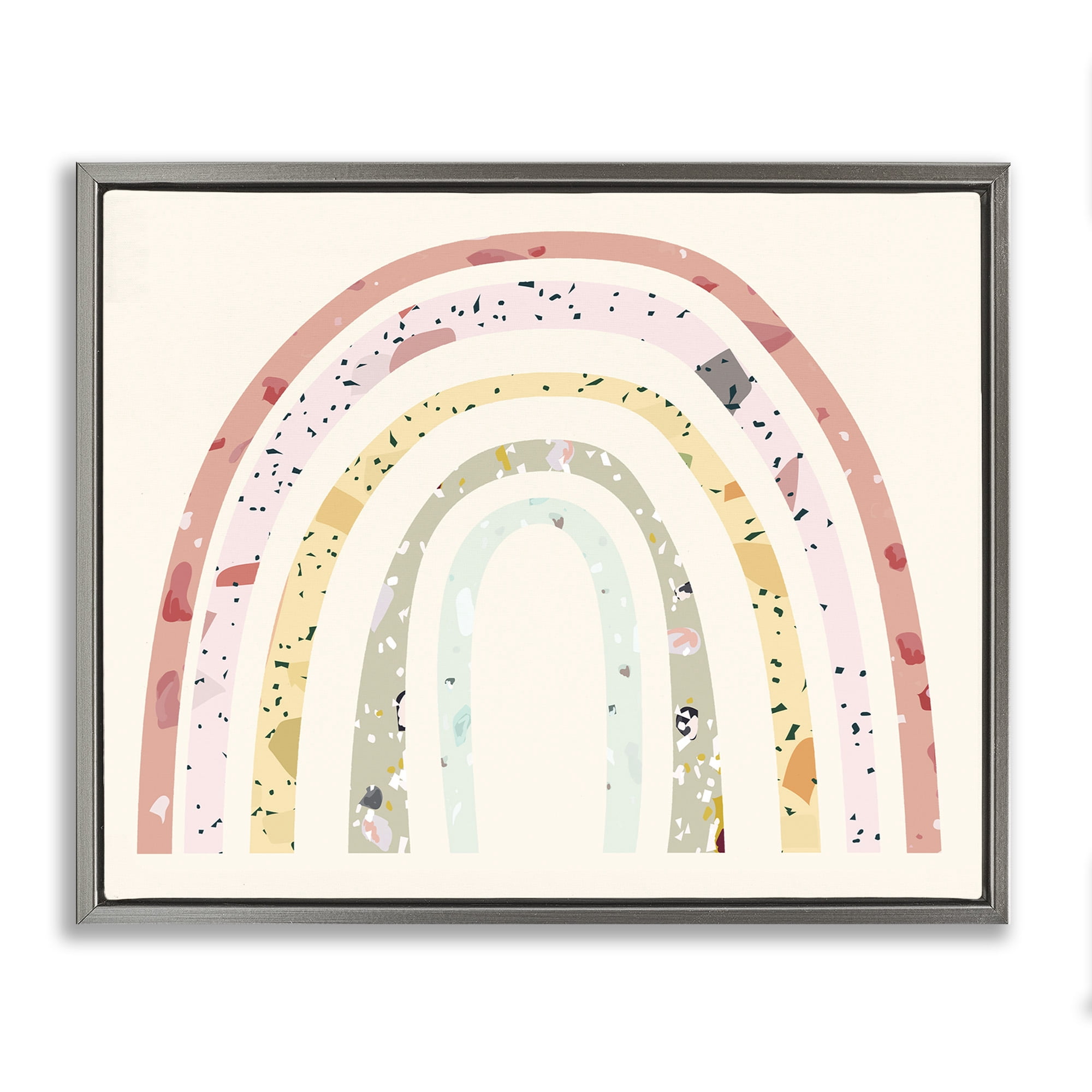 Stupell Industries Children's Abstract Pattern Rainbow Landscape Painting Gray Floater Framed Canvas Art Print Wall Art, 21 x 17
