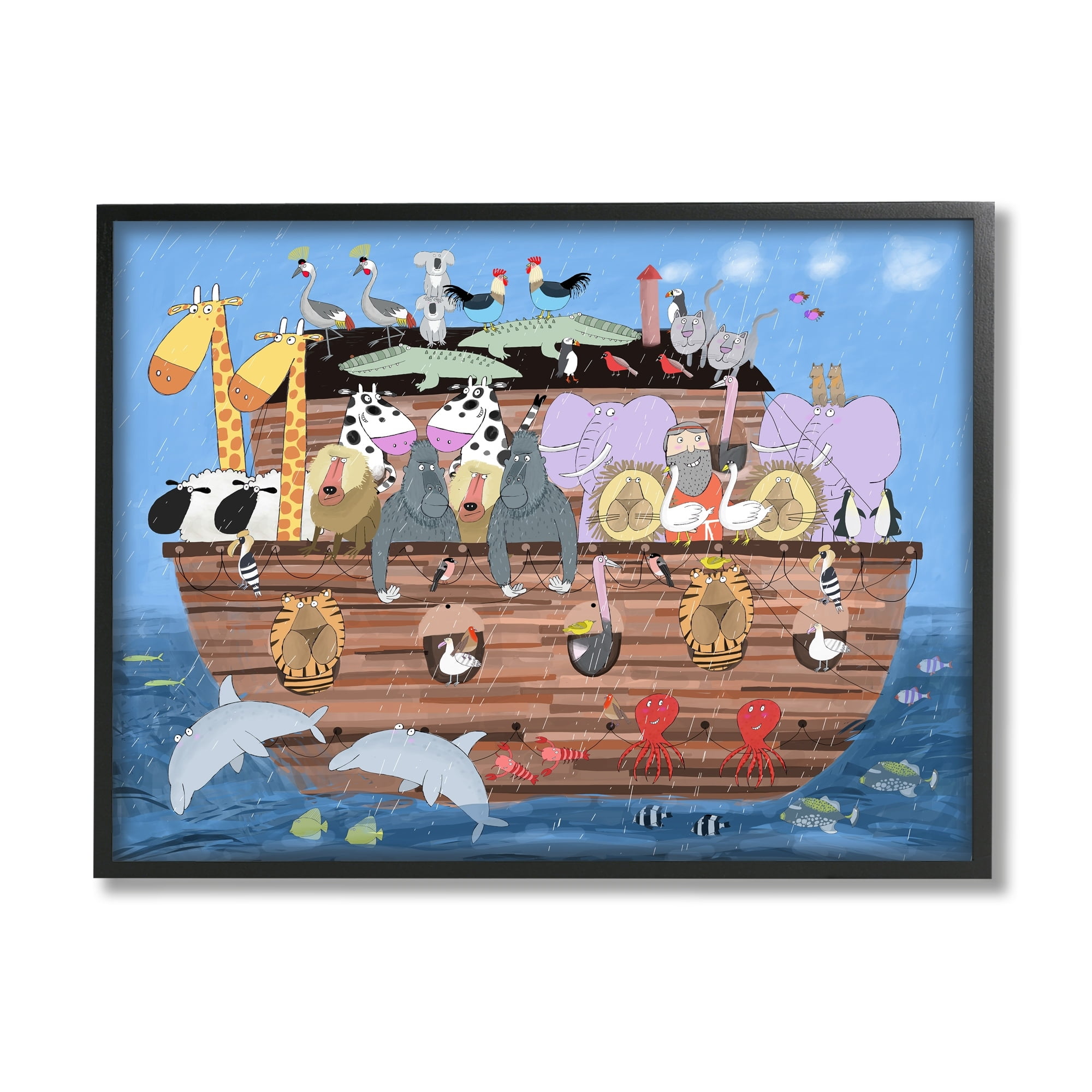 Stupell Industries Children's Animals of Noah's Arc Illustration Wildlife Pairs, 20 x 16,Design by Carla Daly