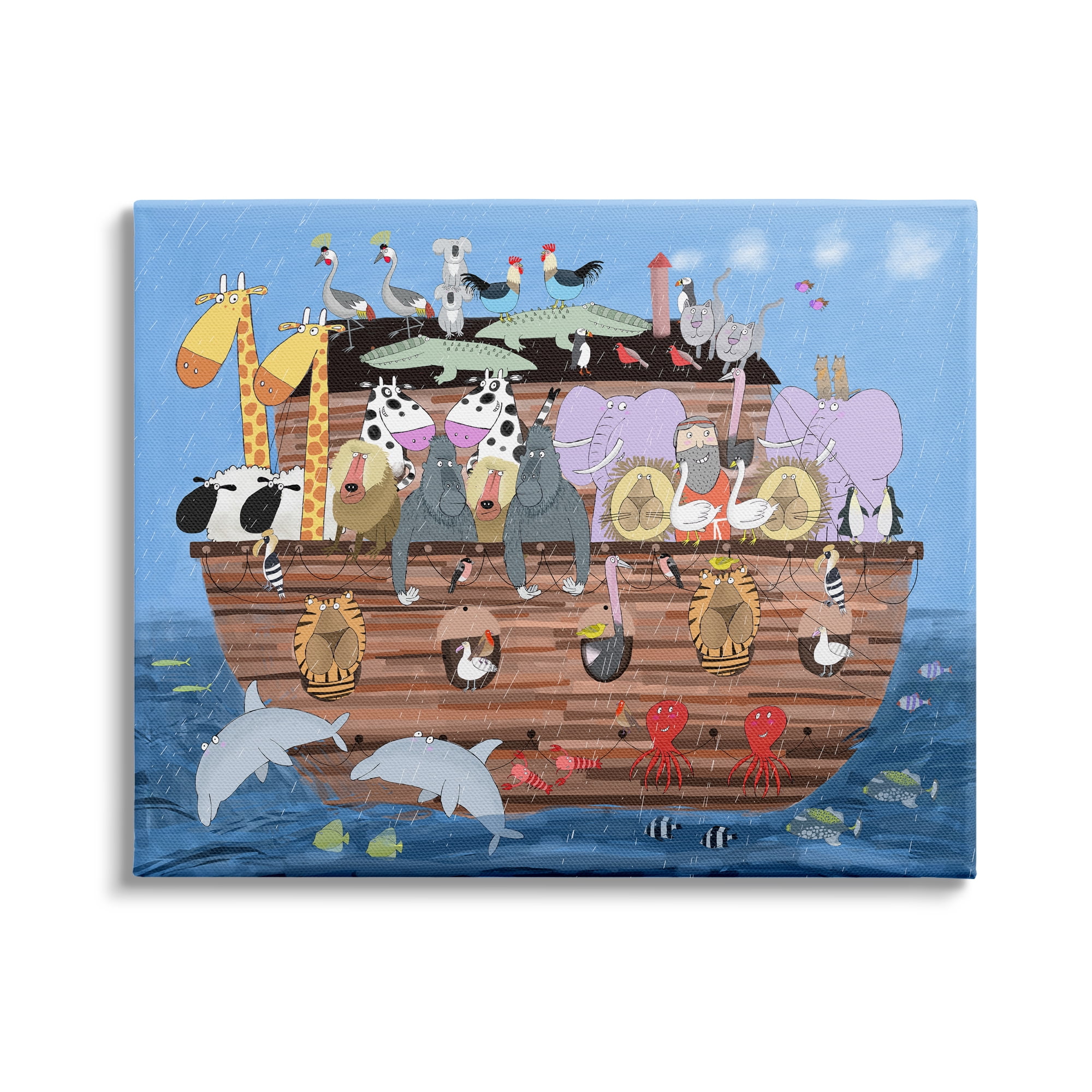 Stupell Industries Children's Animals of Noah's Arc Illustration Wildlife Pairs, 48 x 36,Design by Carla Daly