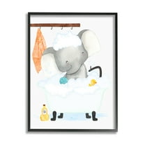 Stupell Industries Children's Baby Elephant Bubble Bath Rubber Duck Bathroom, 24 x 30,Design by Erica Billups