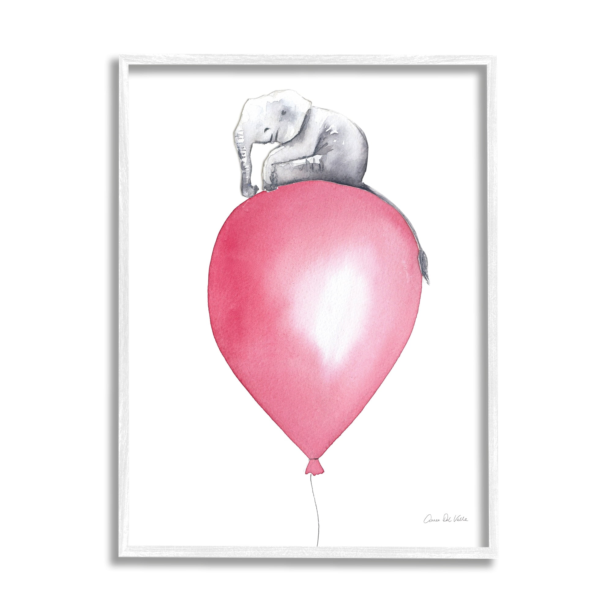 Stupell Industries Children's Baby Elephant Sitting on Large Red Balloon, 11 x 14, Design by Aimee Del Valle