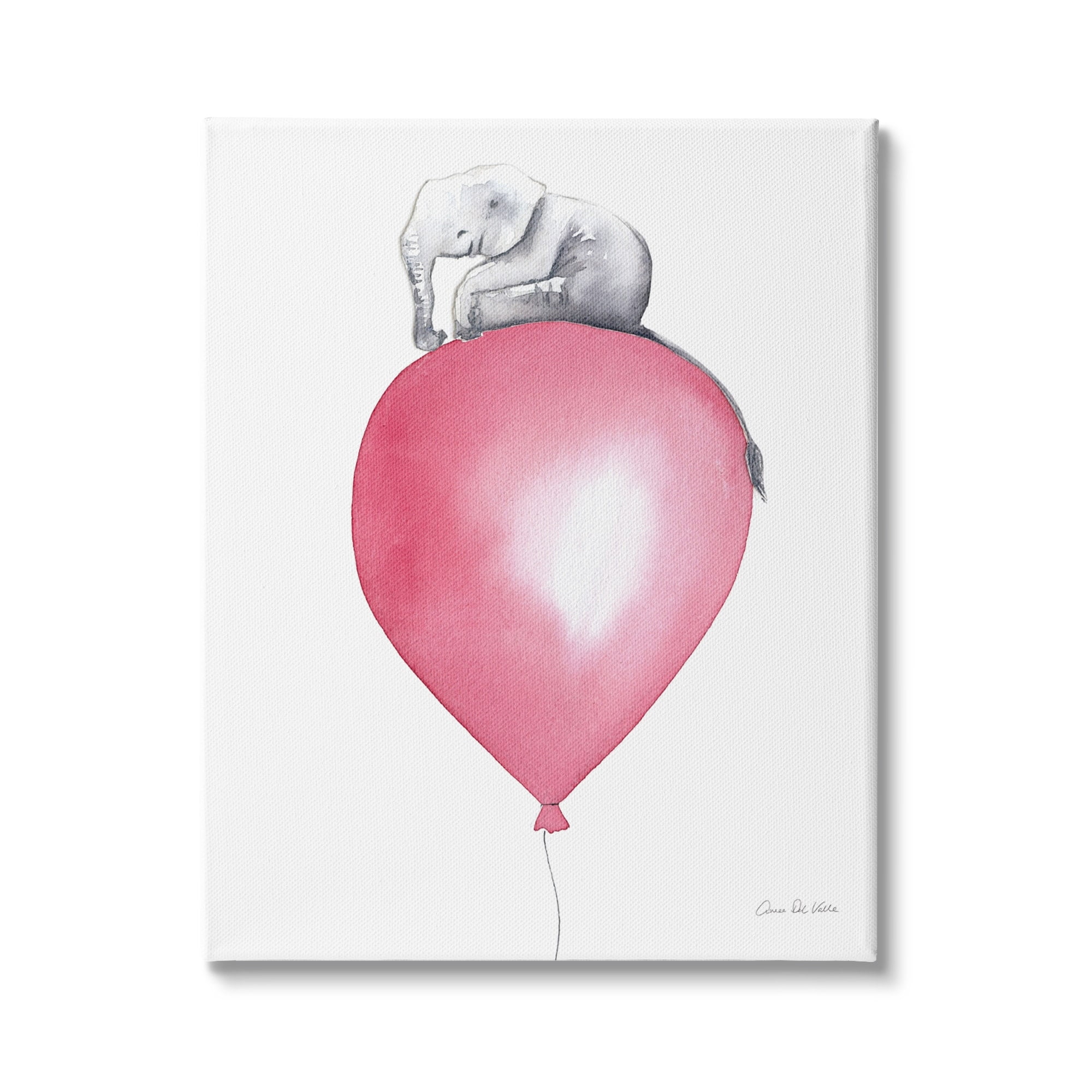 Stupell Industries Children's Baby Elephant Sitting on Large Red Balloon, 16 x 20, Design by Aimee Del Valle
