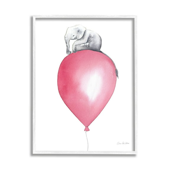Stupell Industries Children's Baby Elephant Sitting on Large Red Balloon, 24 x 30, Design by Aimee Del Valle