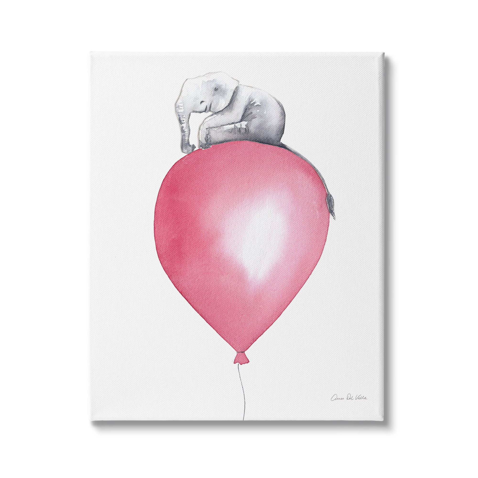 Stupell Industries Children's Baby Elephant Sitting on Large Red Balloon, 36 x 48, Design by Aimee Del Valle