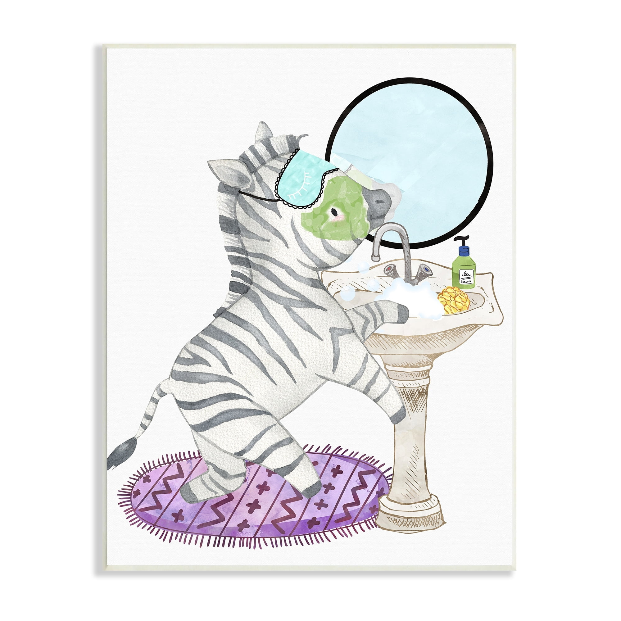 Stupell Industries Children's Bathroom Zebra Washing Sink Bubbles Bath, 10 x 15,Design by Erica Billups