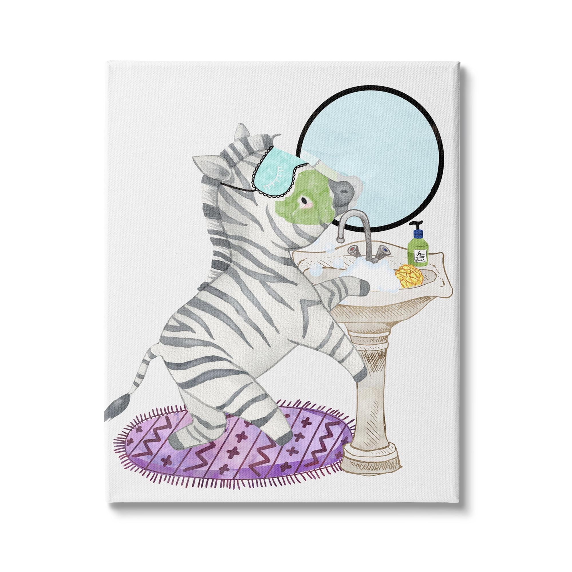 Stupell Industries Children's Bathroom Zebra Washing Sink Bubbles Bath, 30 x 40,Design by Erica Billups