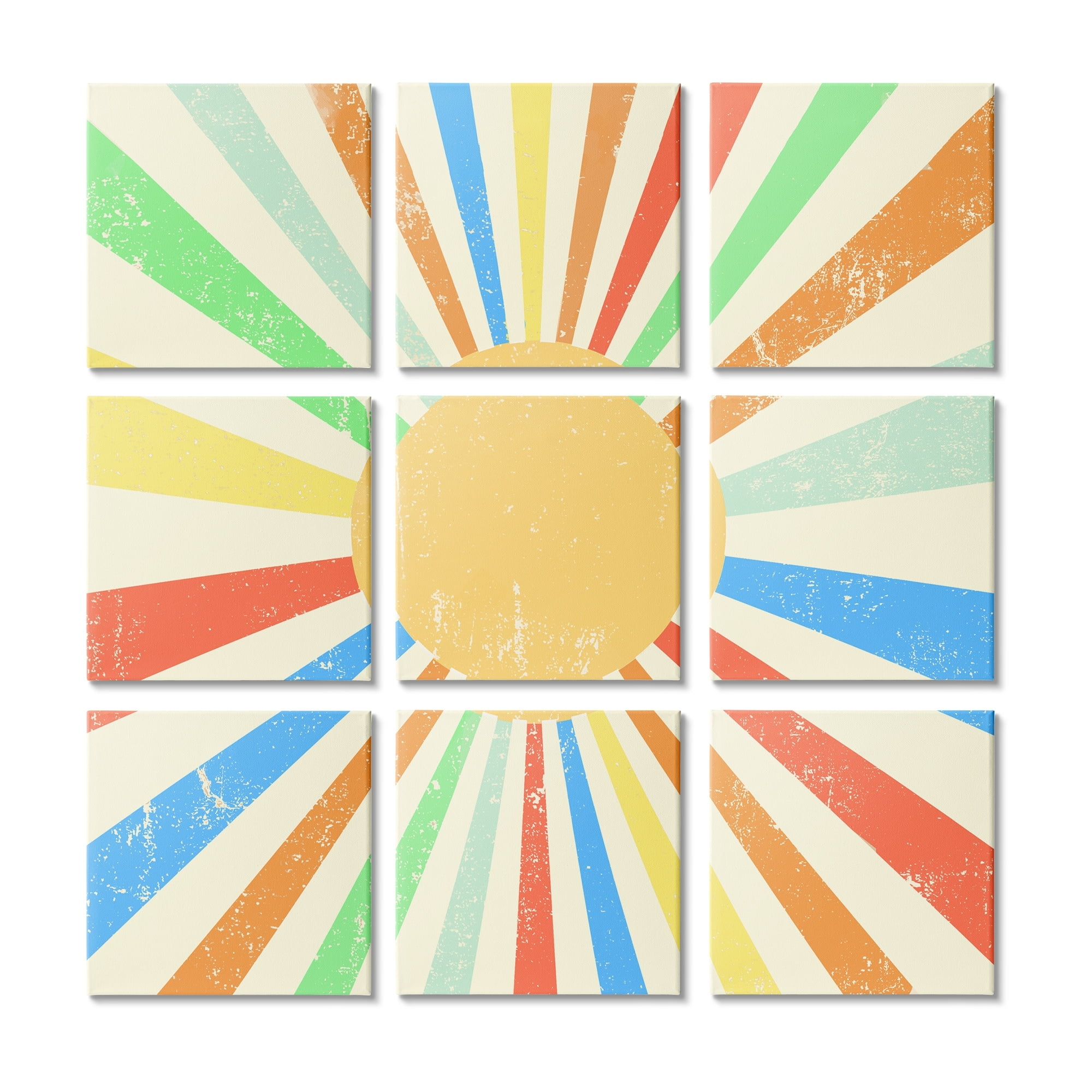 Stupell Industries Children's Bold Summer Sun Primary Tone Striped Pattern, 12 x 12, Design by Daphne Polselli