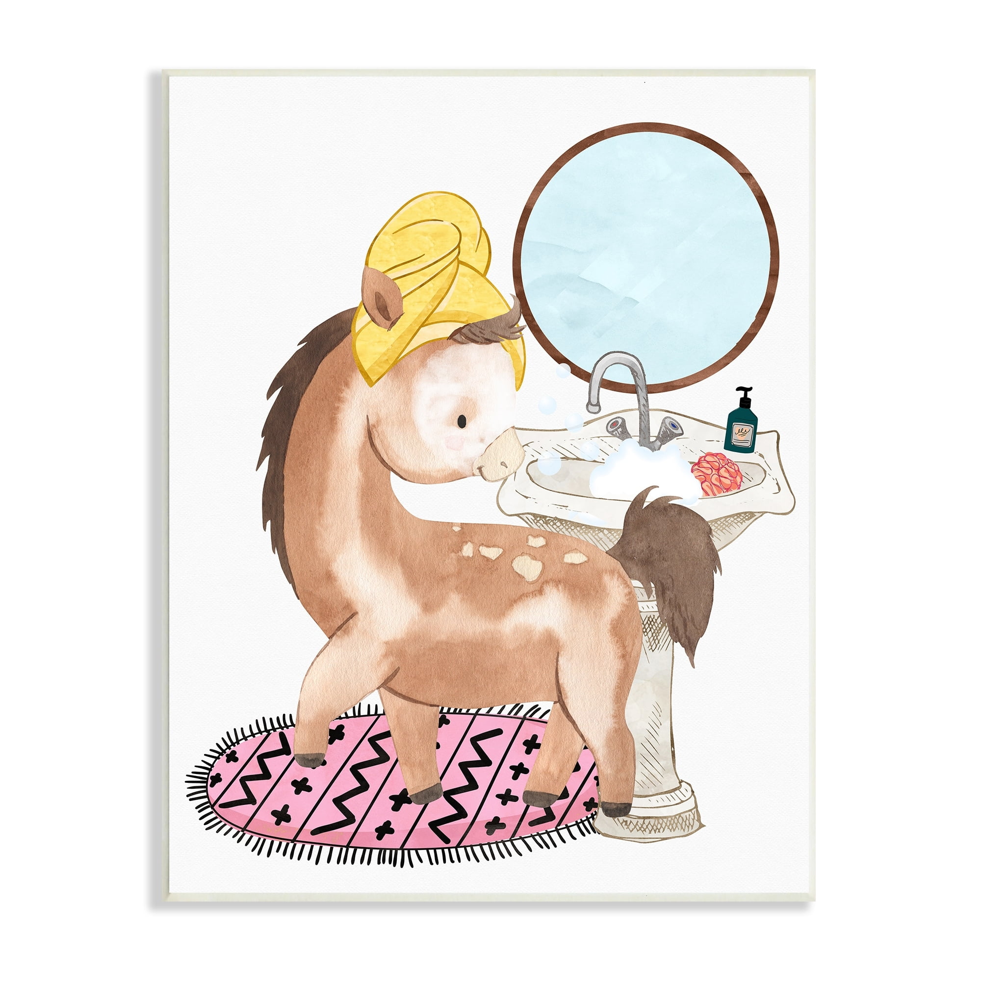 Stupell Industries Children's Horse Bubbly Bathroom Sink Wash Hands, 13 x 19,Design by Erica Billups