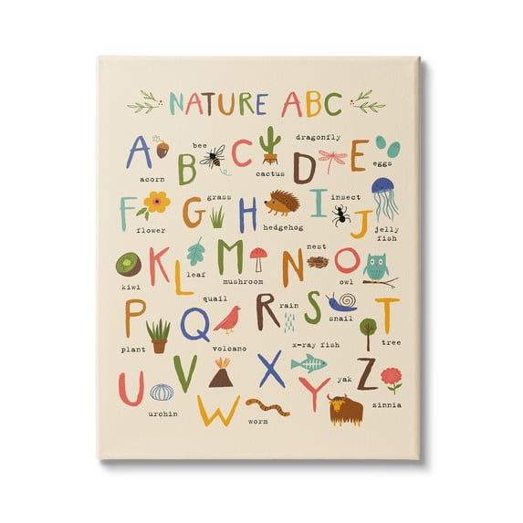Stupell Industries Children's Nature ABC Diagram Adorable Animal Illustrations, 30 x 40,Design by Nina Seven