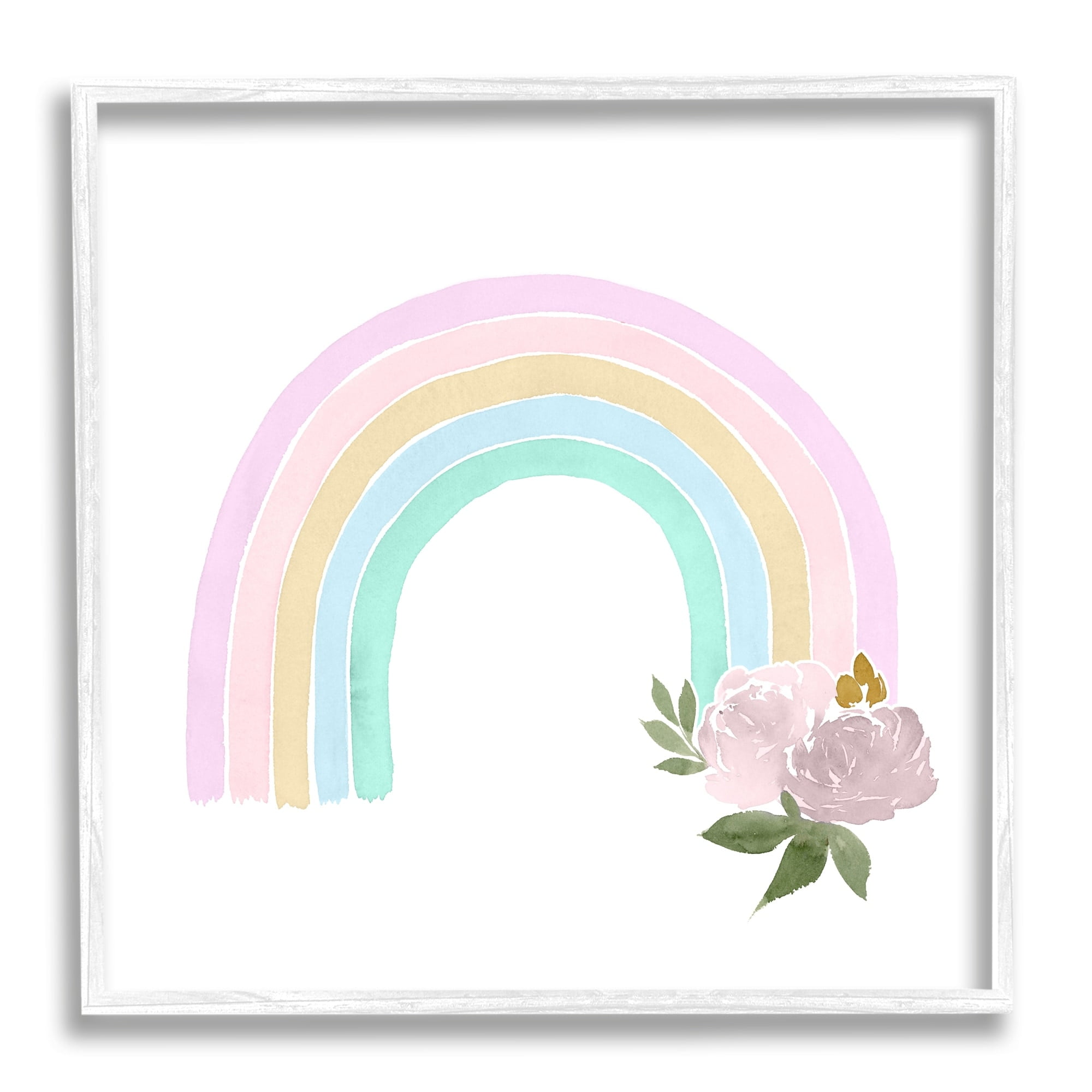 Stupell Industries Children's Pastel Rainbow Arch Pink Rose Blossoms, 17 x 17,Design by Lucille Price