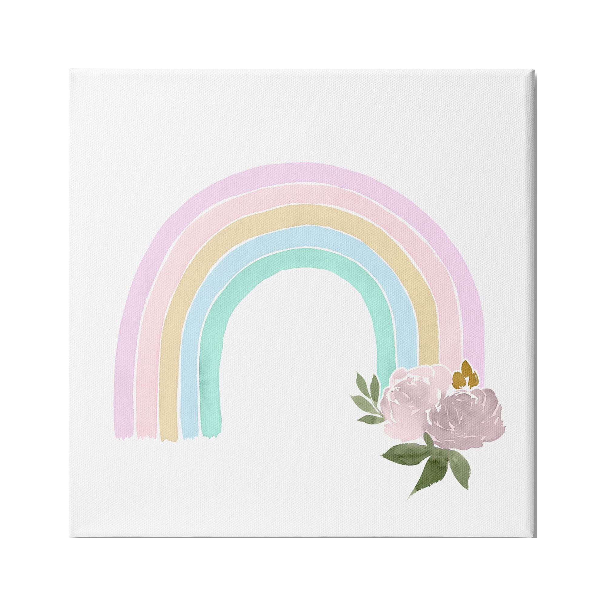 Stupell Industries Children's Pastel Rainbow Arch Pink Rose Blossoms, 36 x 36,Design by Lucille Price
