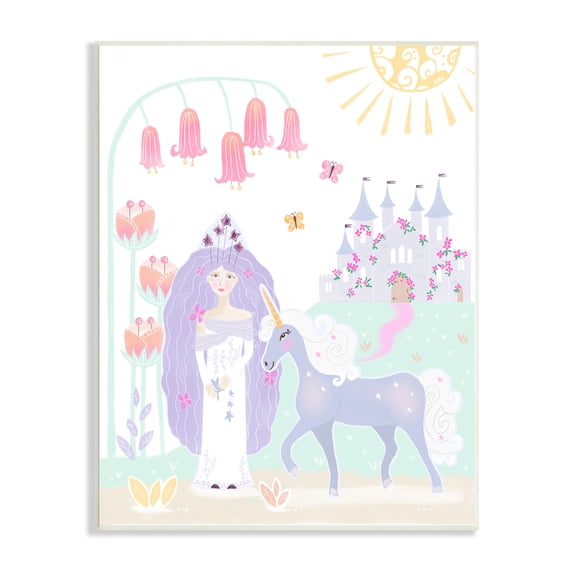Stupell Industries Children's Princess and Unicorn Magical Fairy Tale Castle, 10 x 15, Design by Tina Devins
