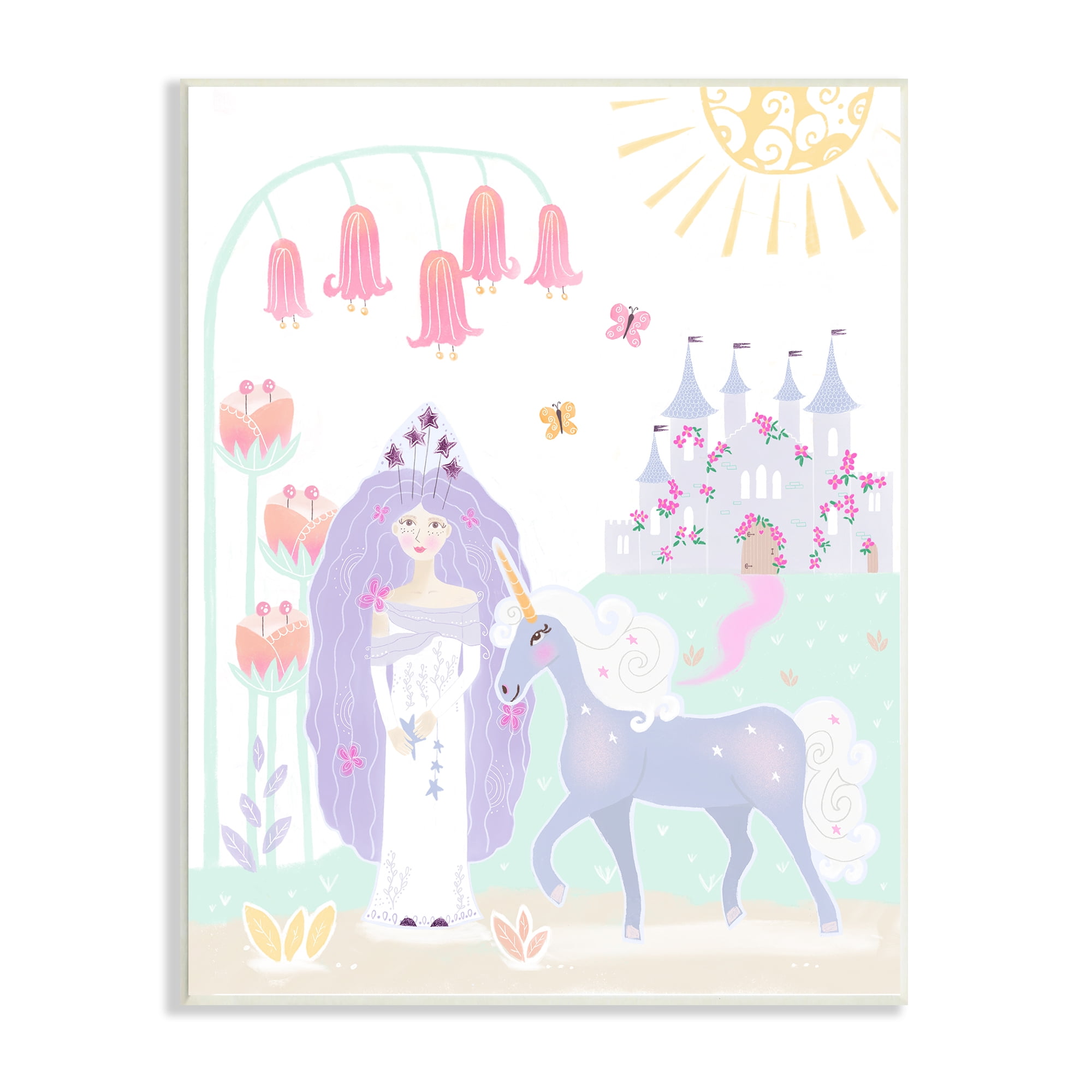 Stupell Industries Children's Princess and Unicorn Magical Fairy Tale Castle, 13 x 19, Design by Tina Devins