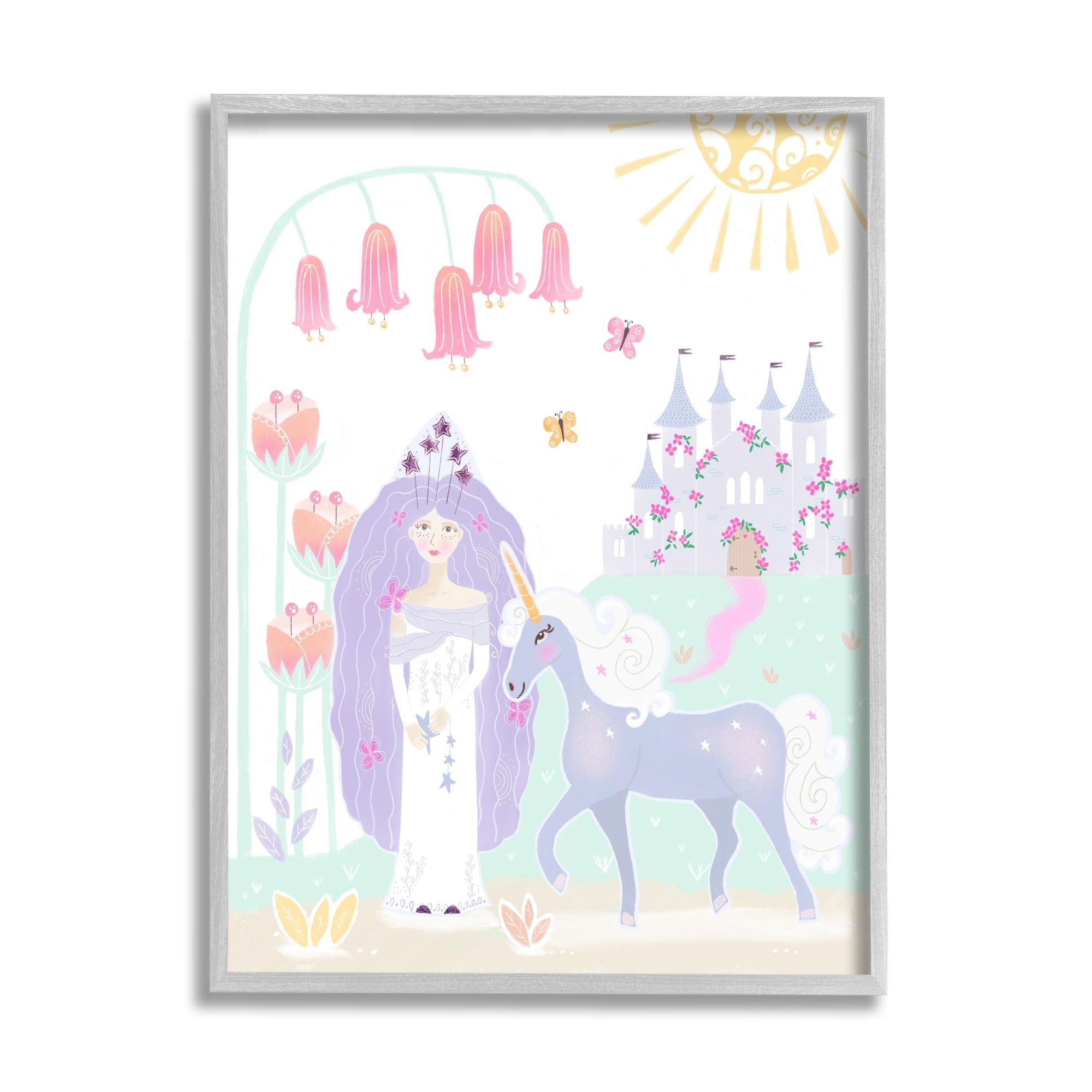 Stupell Industries Children's Princess and Unicorn Magical Fairy Tale Castle, 24 x 30, Design by Tina Devins