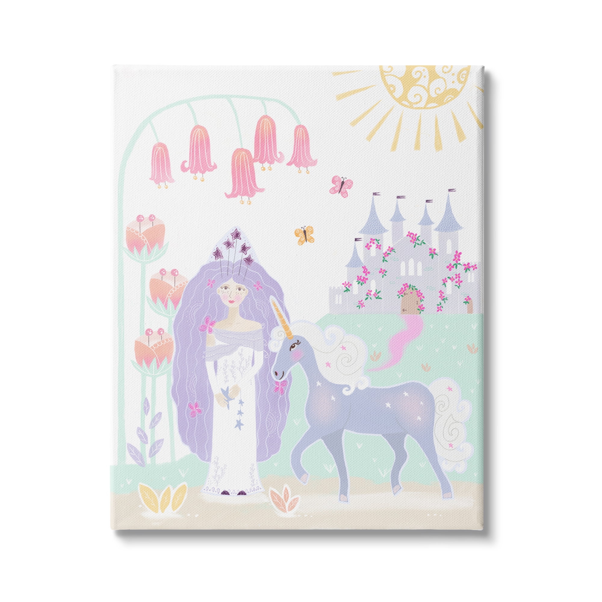 Stupell Industries Children's Princess and Unicorn Magical Fairy Tale Castle, 36 x 48, Design by Tina Devins