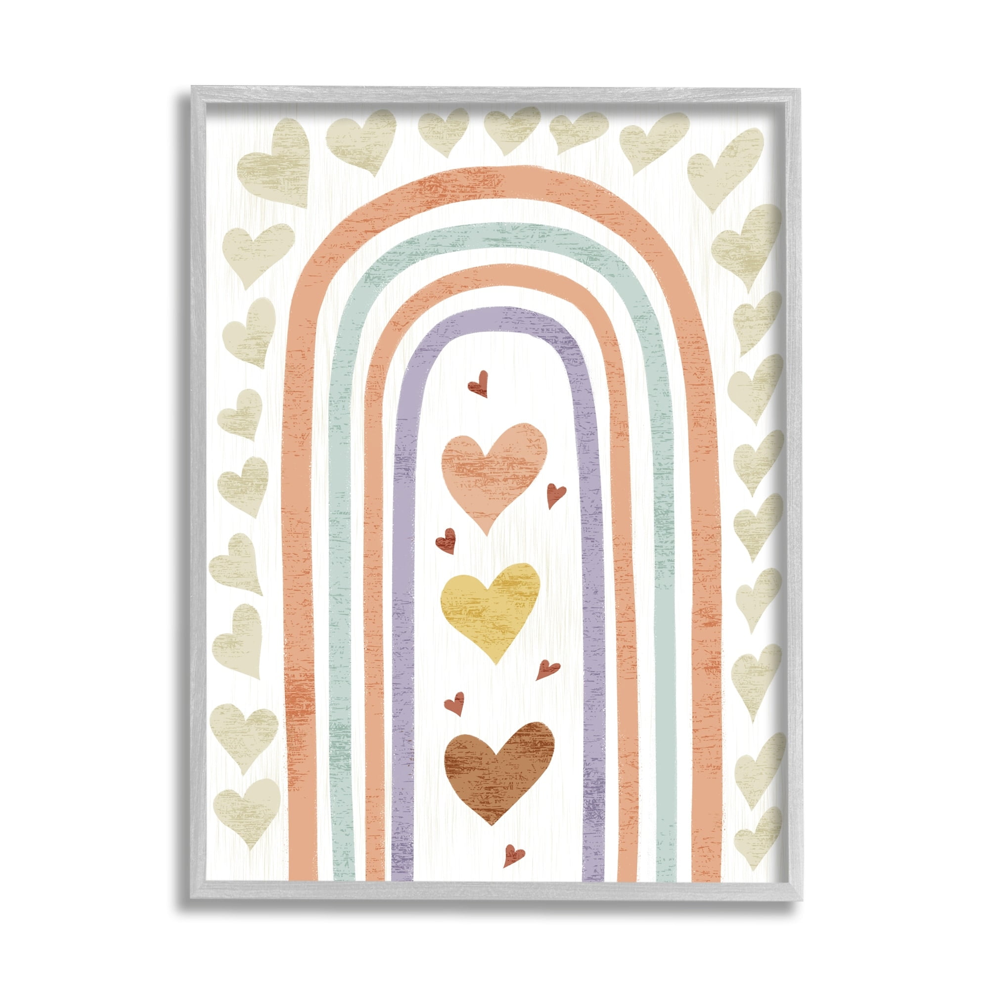 Stupell Industries Children's Rainbow Arch Heart Shapes Warm Desert Tones, 11 x 14, Design by Ziwei Li