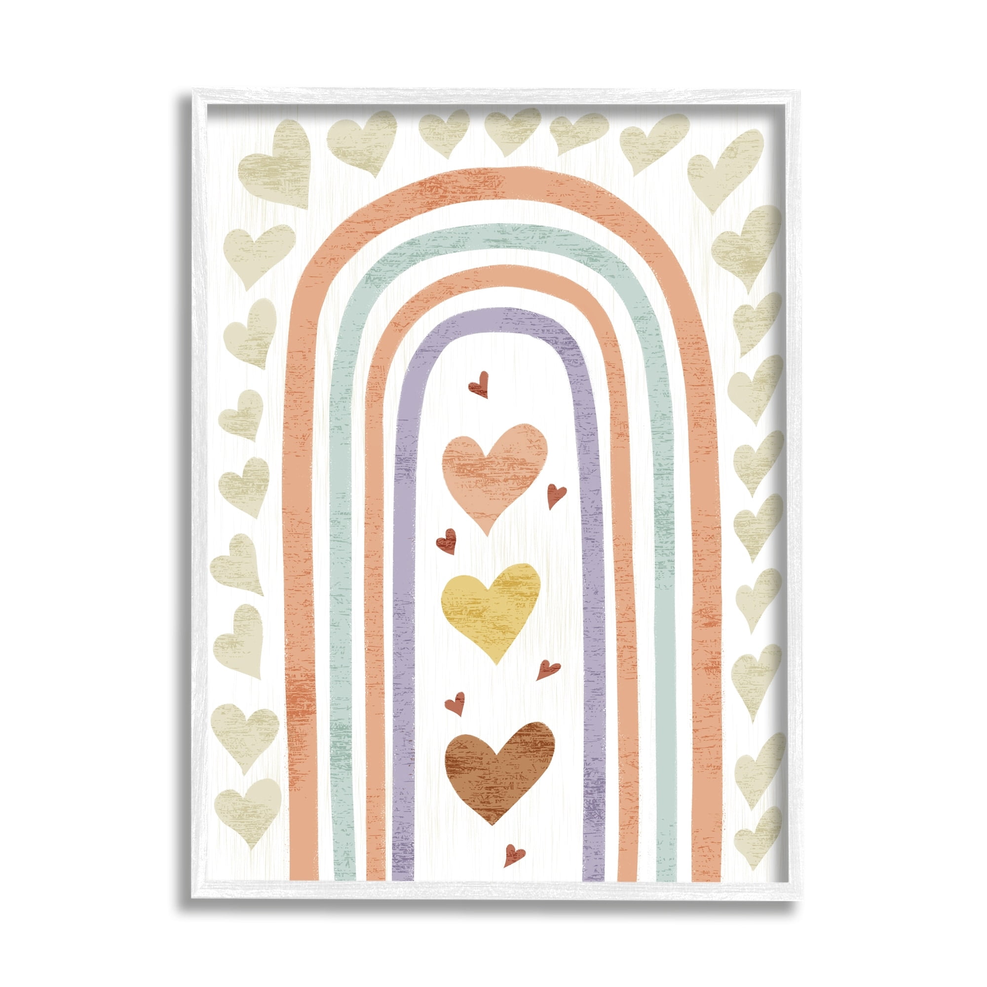 Stupell Industries Children's Rainbow Arch Heart Shapes Warm Desert Tones, 11 x 14, Design by Ziwei Li