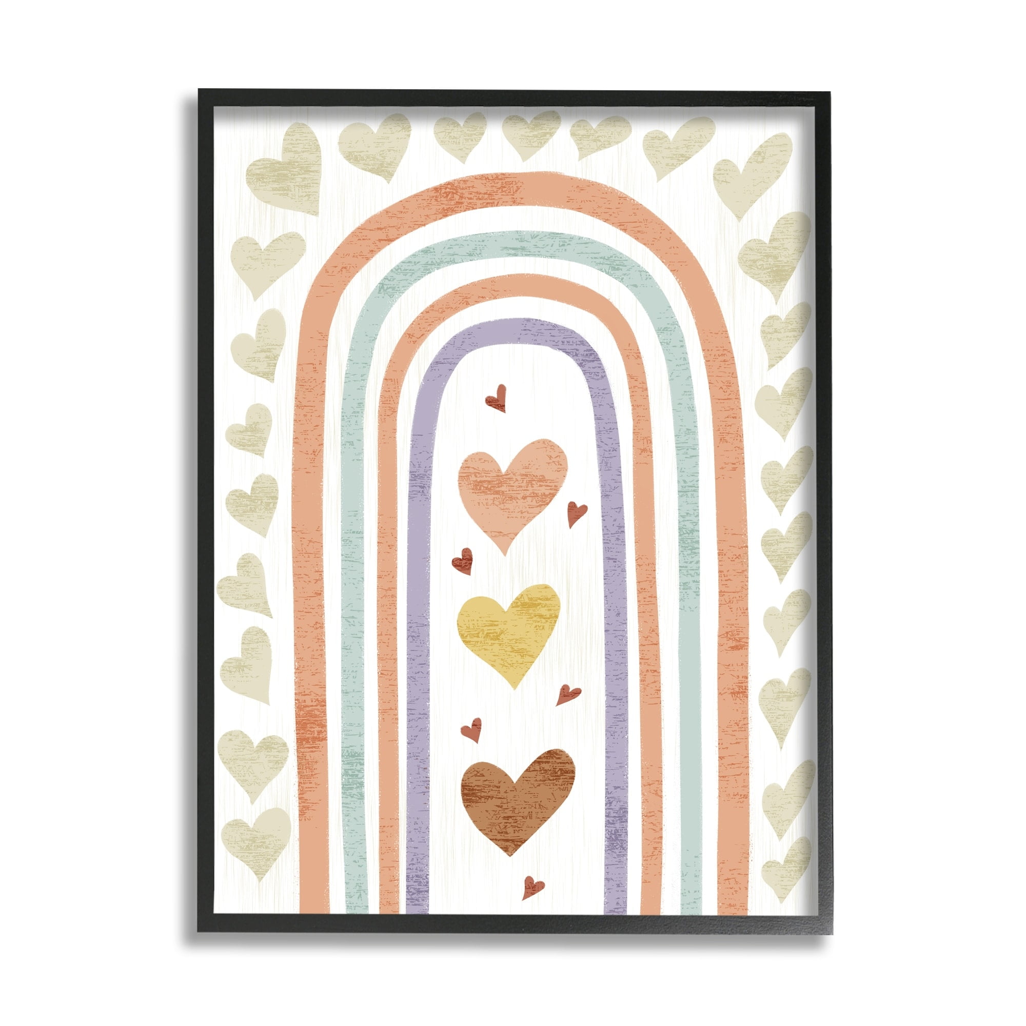 Stupell Industries Children's Rainbow Arch Heart Shapes Warm Desert Tones, 11 x 14, Design by Ziwei Li