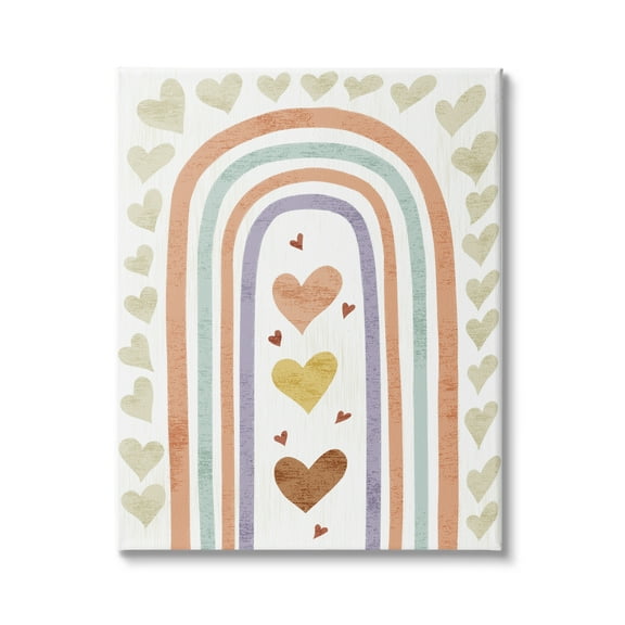 Stupell Industries Children's Rainbow Arch Heart Shapes Warm Desert Tones, 24 x 30, Design by Ziwei Li