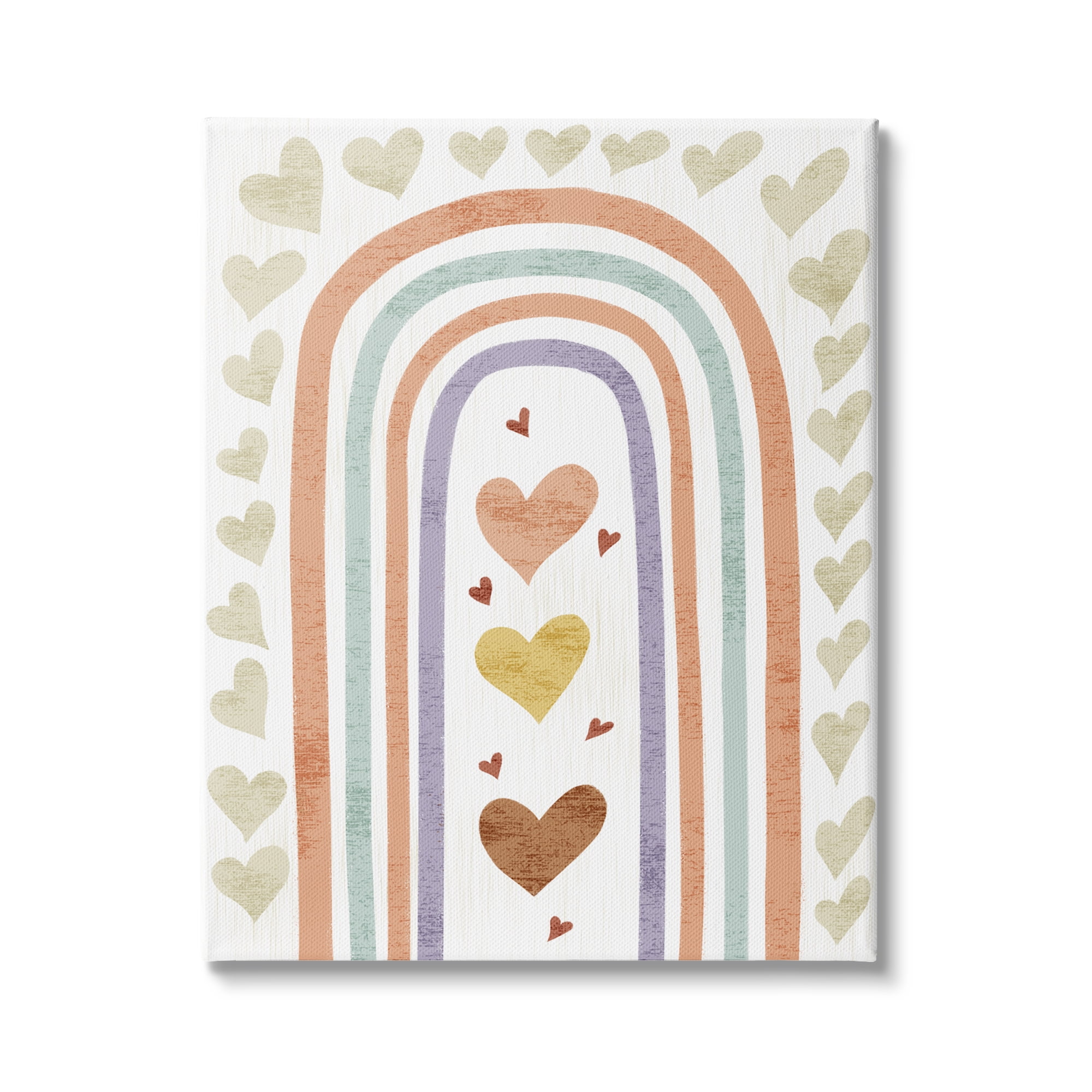 Stupell Industries Children's Rainbow Arch Heart Shapes Warm Desert Tones, 36 x 48, Design by Ziwei Li