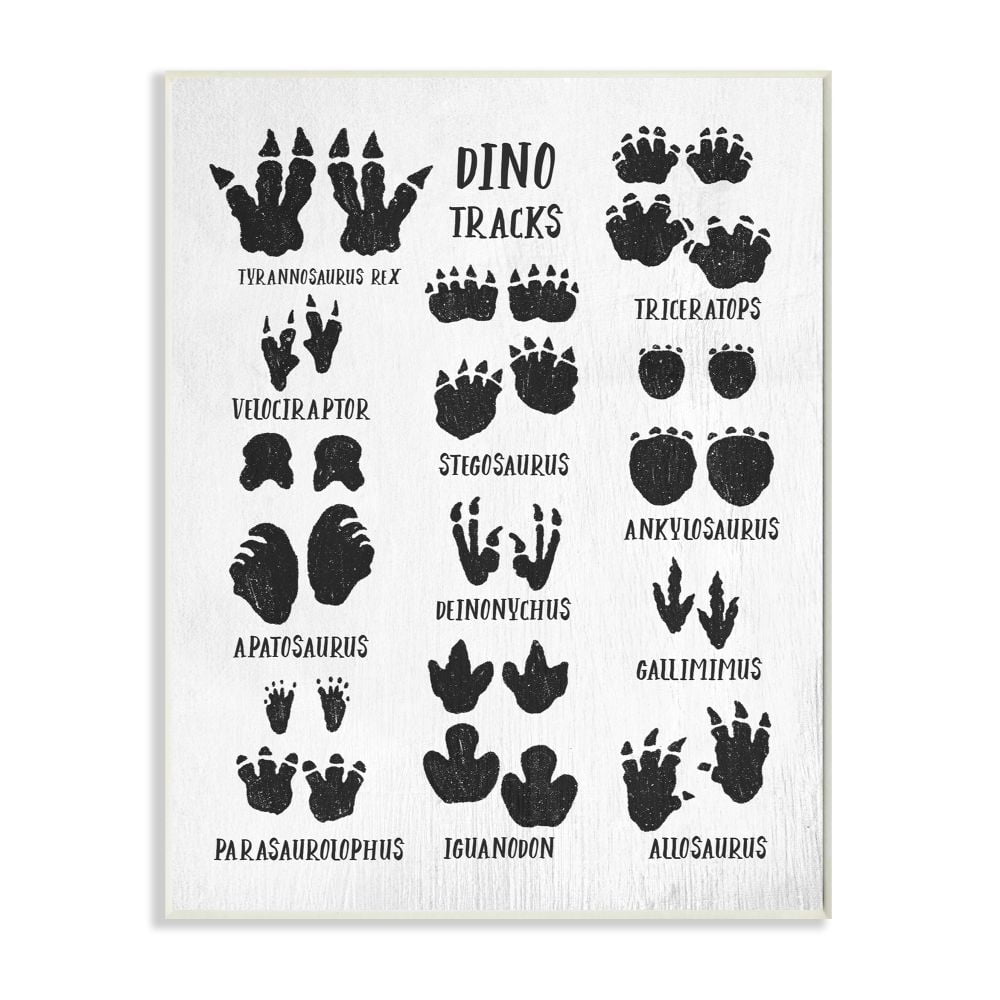 Stupell Industries Children's Rustic Dinosaur Track Chart with Text Graphic Art Unframed Art Print Wall Art, 10x15, by Daphne Polselli
