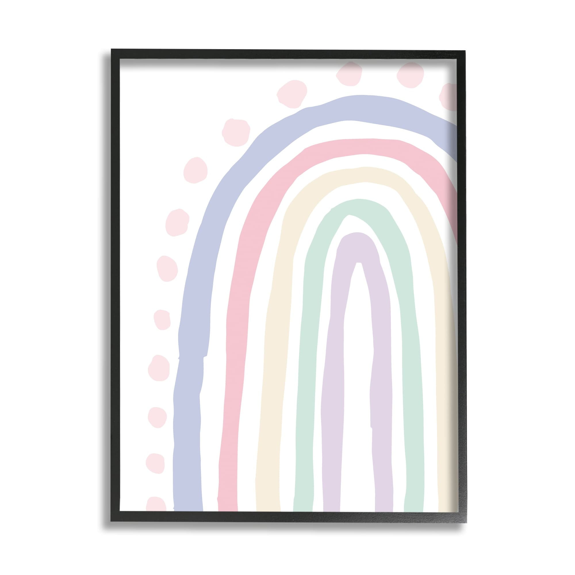 Stupell Industries Children's Soft Pastel Rainbow Pink Polka Dots Graphic Art Black Framed Art Print Wall Art, 16x20, by Elizabeth Medley