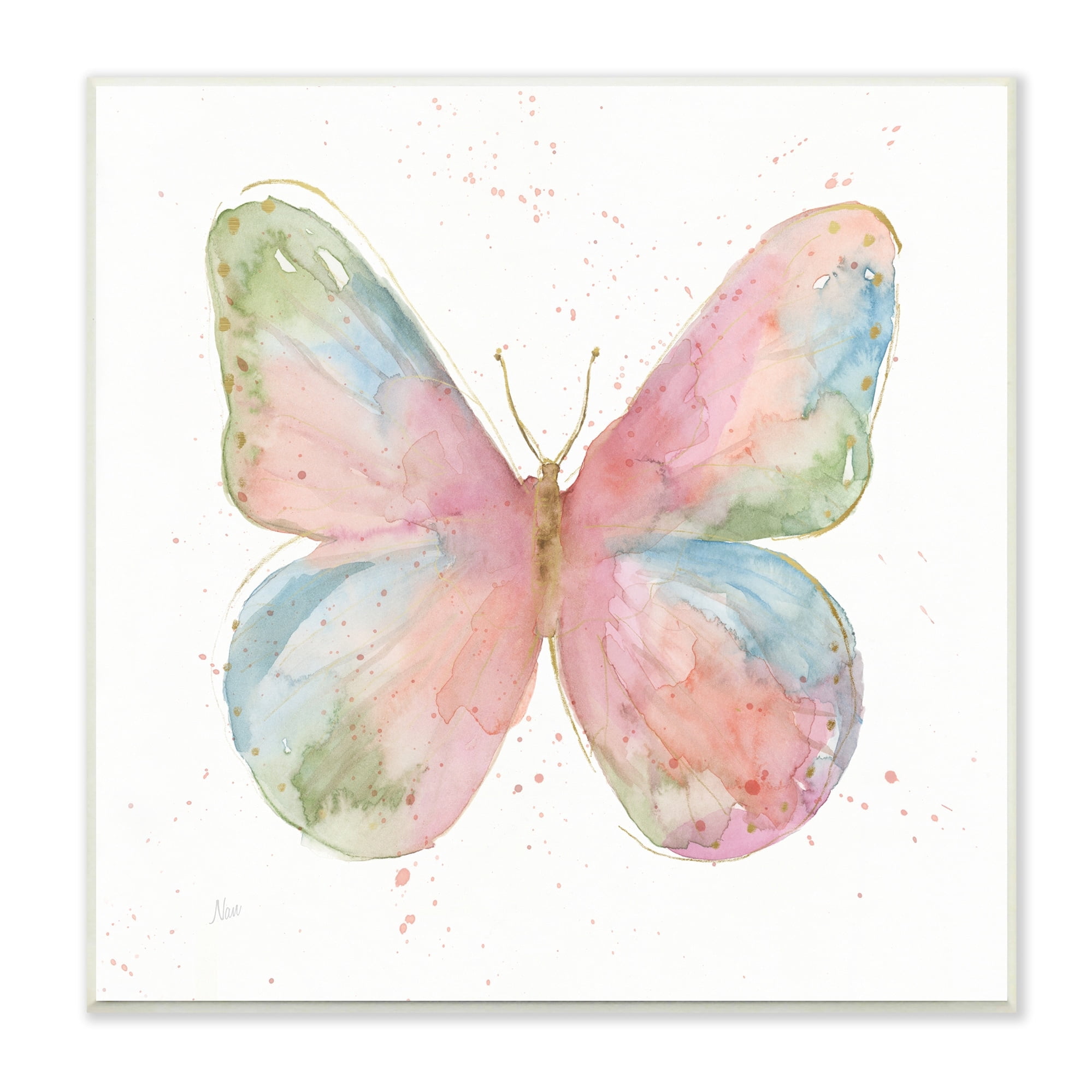 Stupell Industries Children's Spring Butterfly Abstract Watercolor Pattern Wings, 12 x 12,Design by Nan
