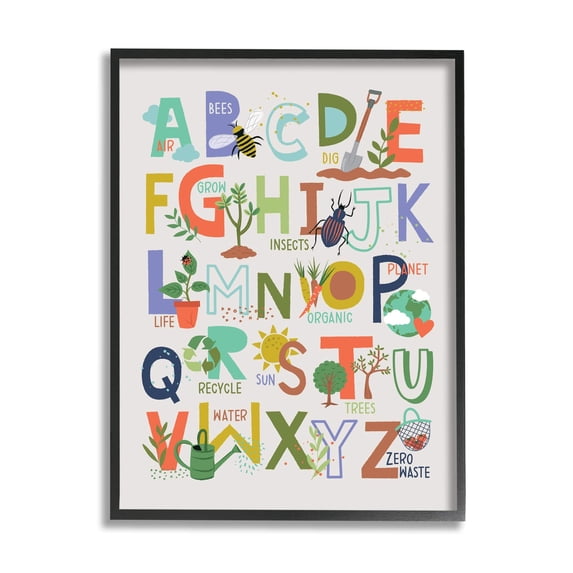 Stupell Industries Children's Whimsical Alphabet Chart Insects Garden Nature, 16 x 20,Design by Lisa Perry Whitebutton
